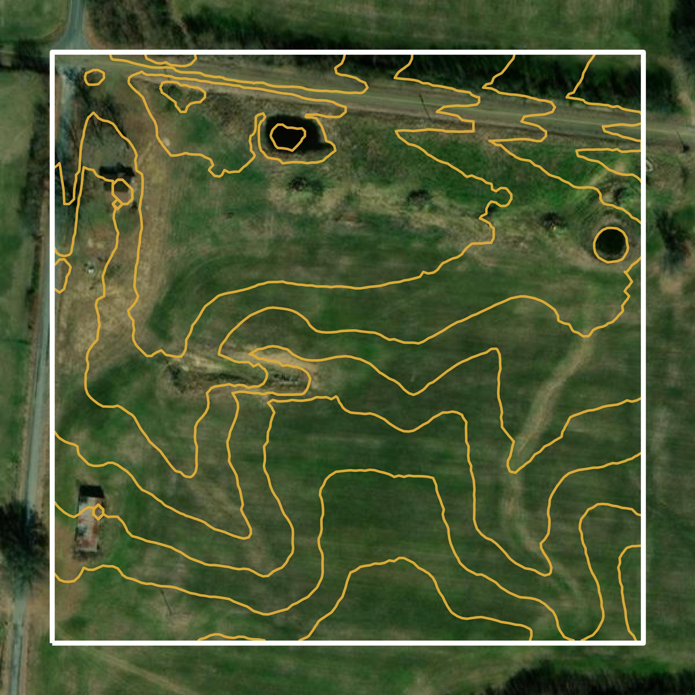 This image shows a contour map in Obion County created using GIS data in Equator.