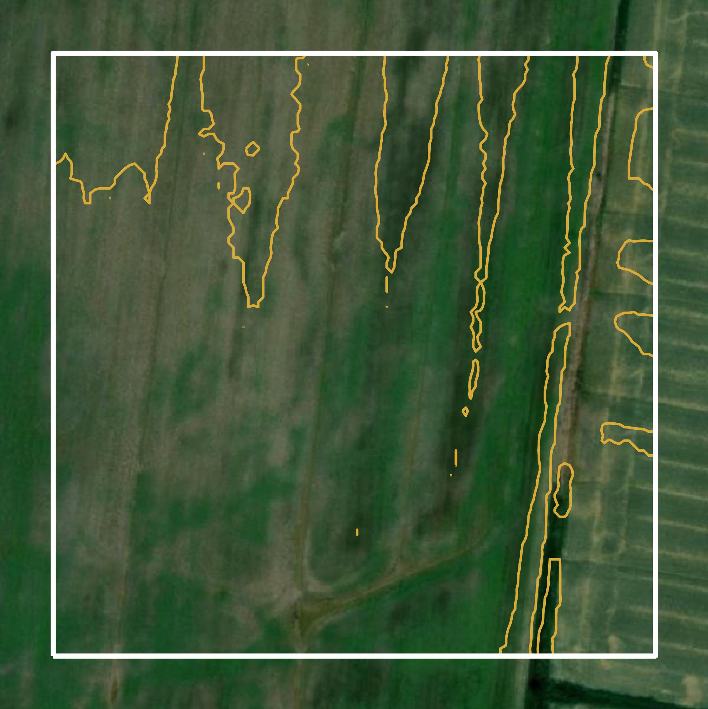This image shows a contour map in Obion County created using GIS data in Equator.