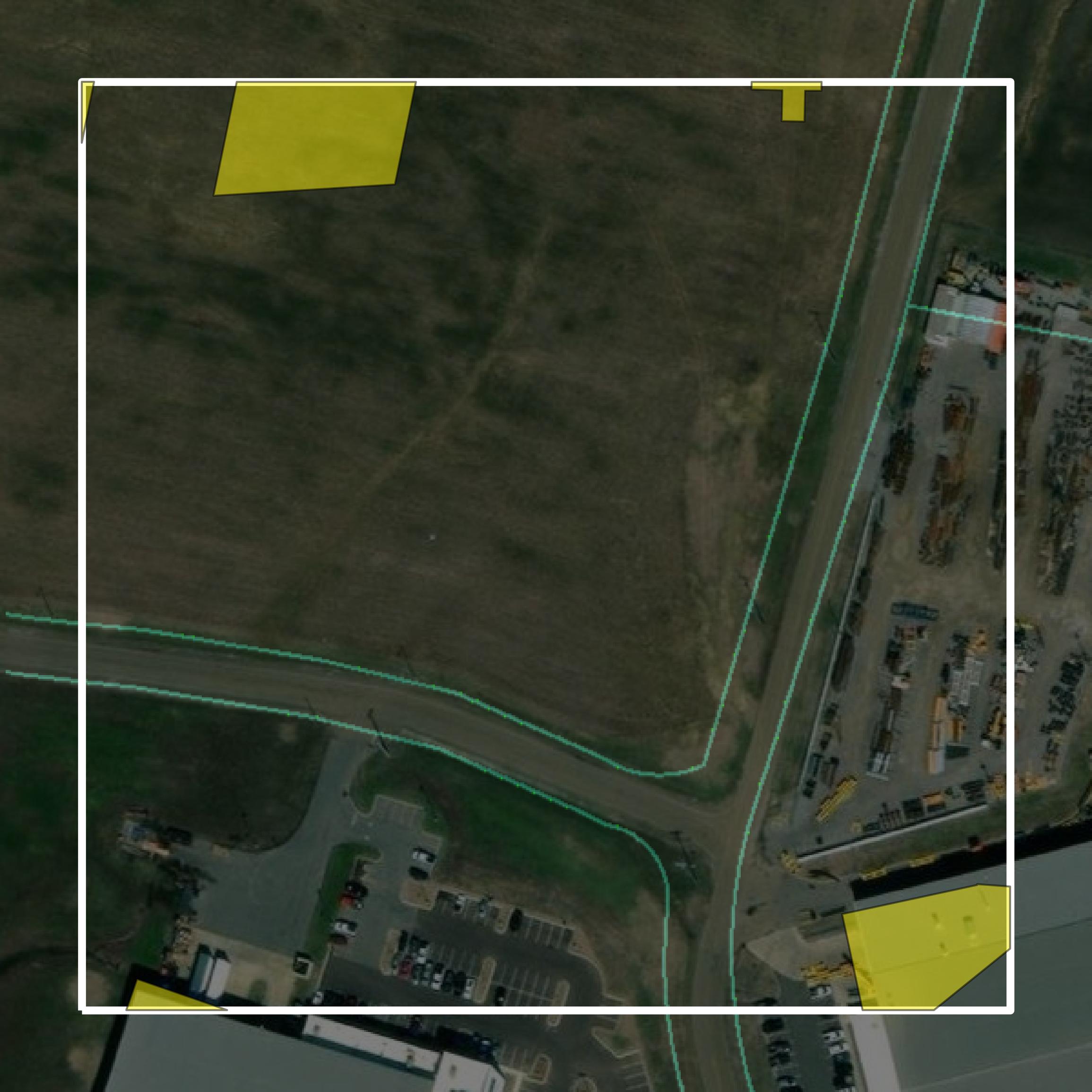 This image shows parcel and building data in Obion County created using GIS data in Equator.