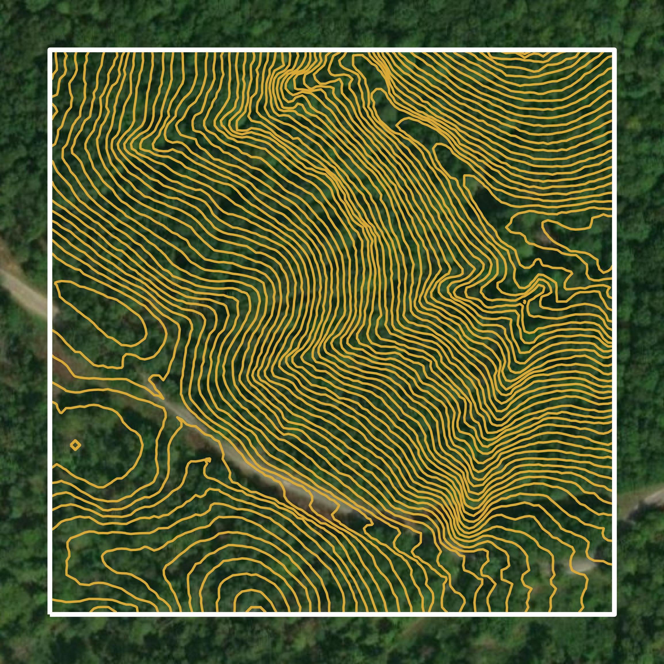 This image shows a contour map in Perry County created using GIS data in Equator.