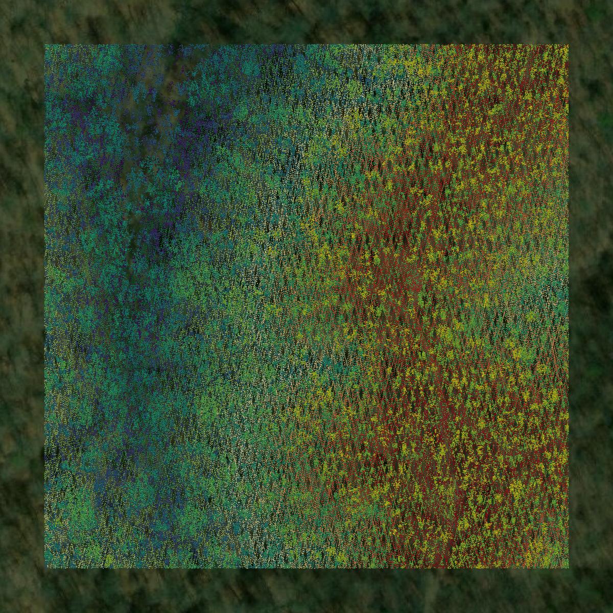 This image shows a LiDAR point cloud in Perry County created using GIS data in Equator.