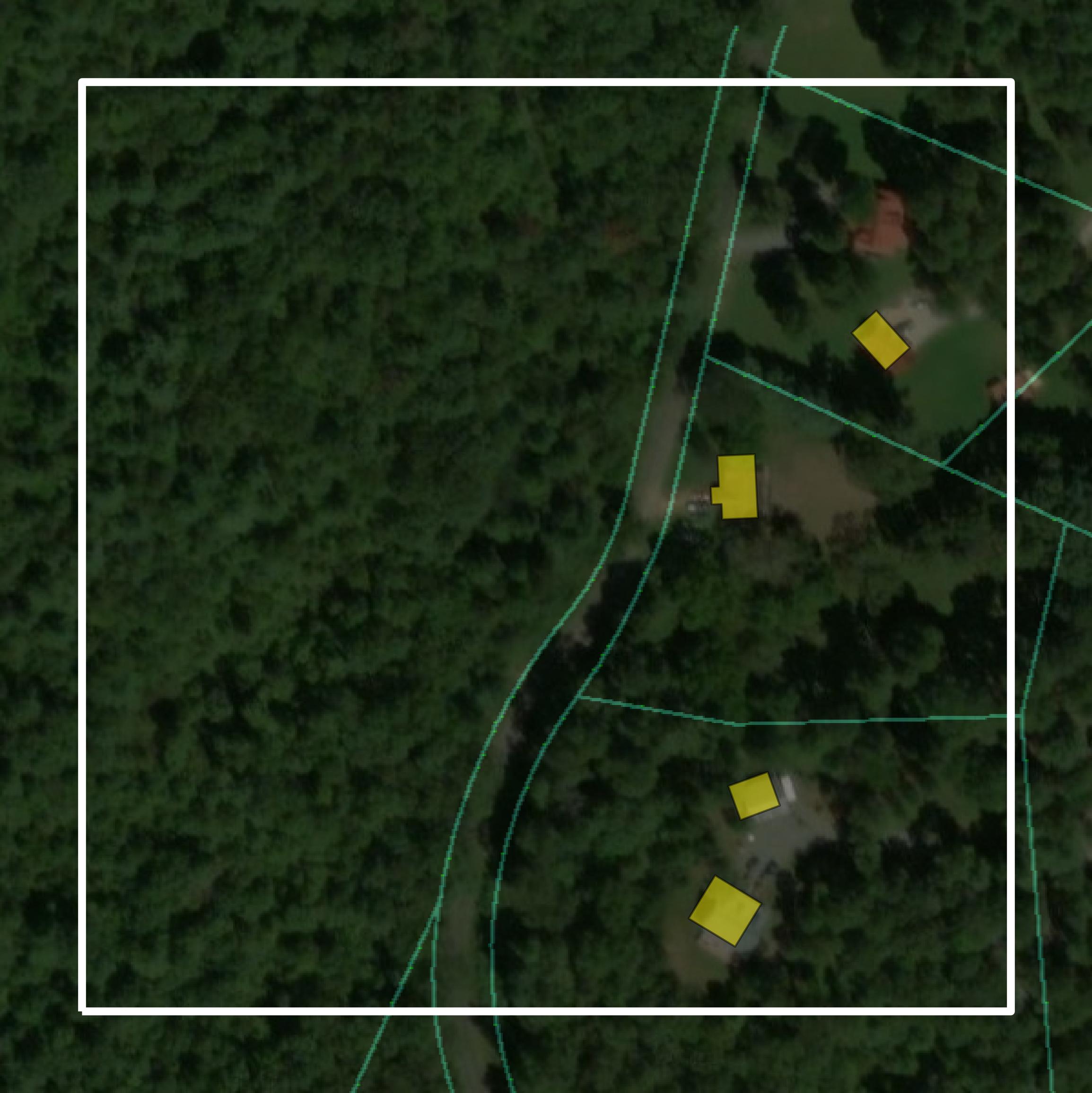 This image shows parcel and building data in Polk County created using GIS data in Equator.