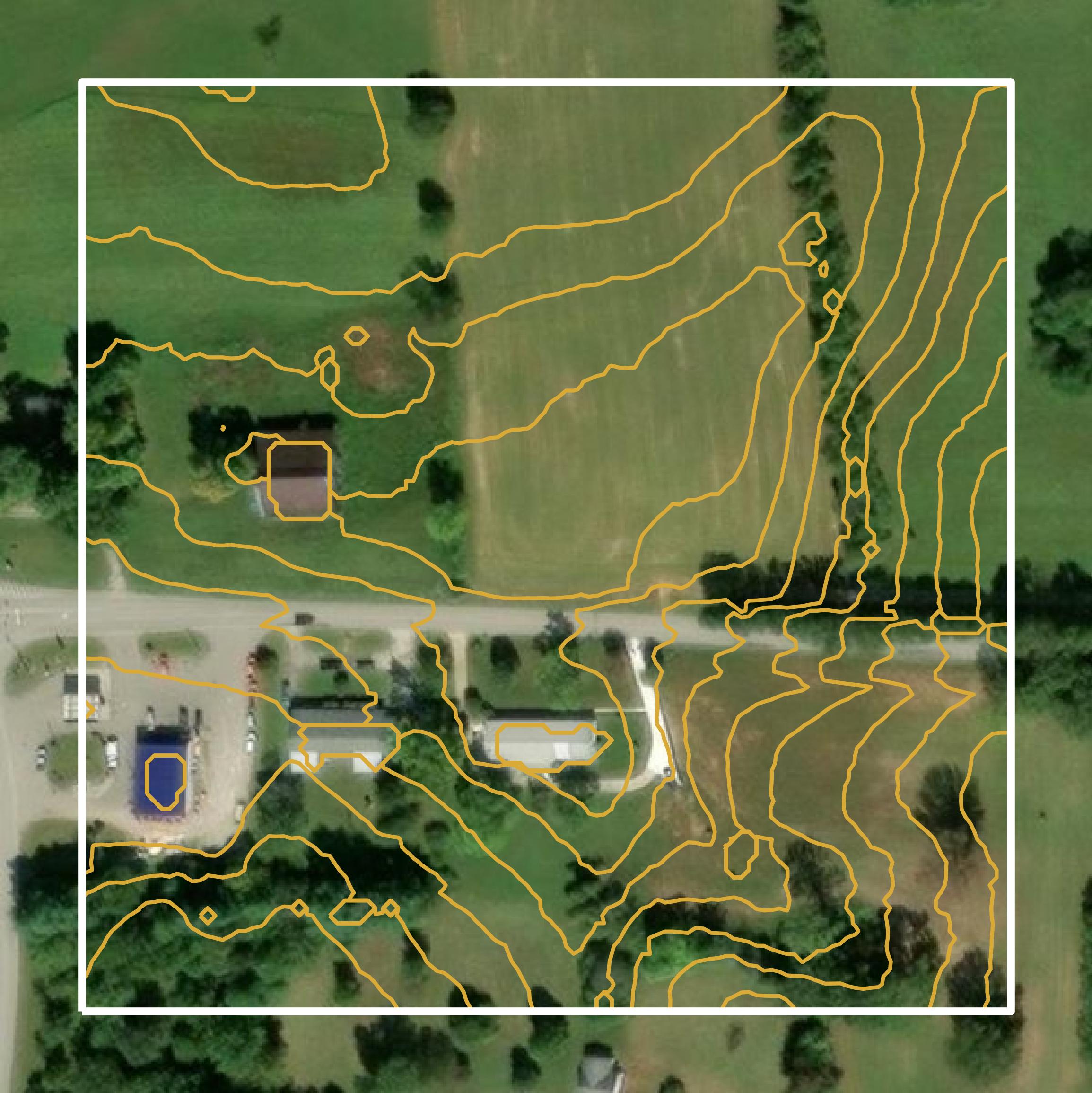 This image shows a contour map in Putnam County created using GIS data in Equator.
