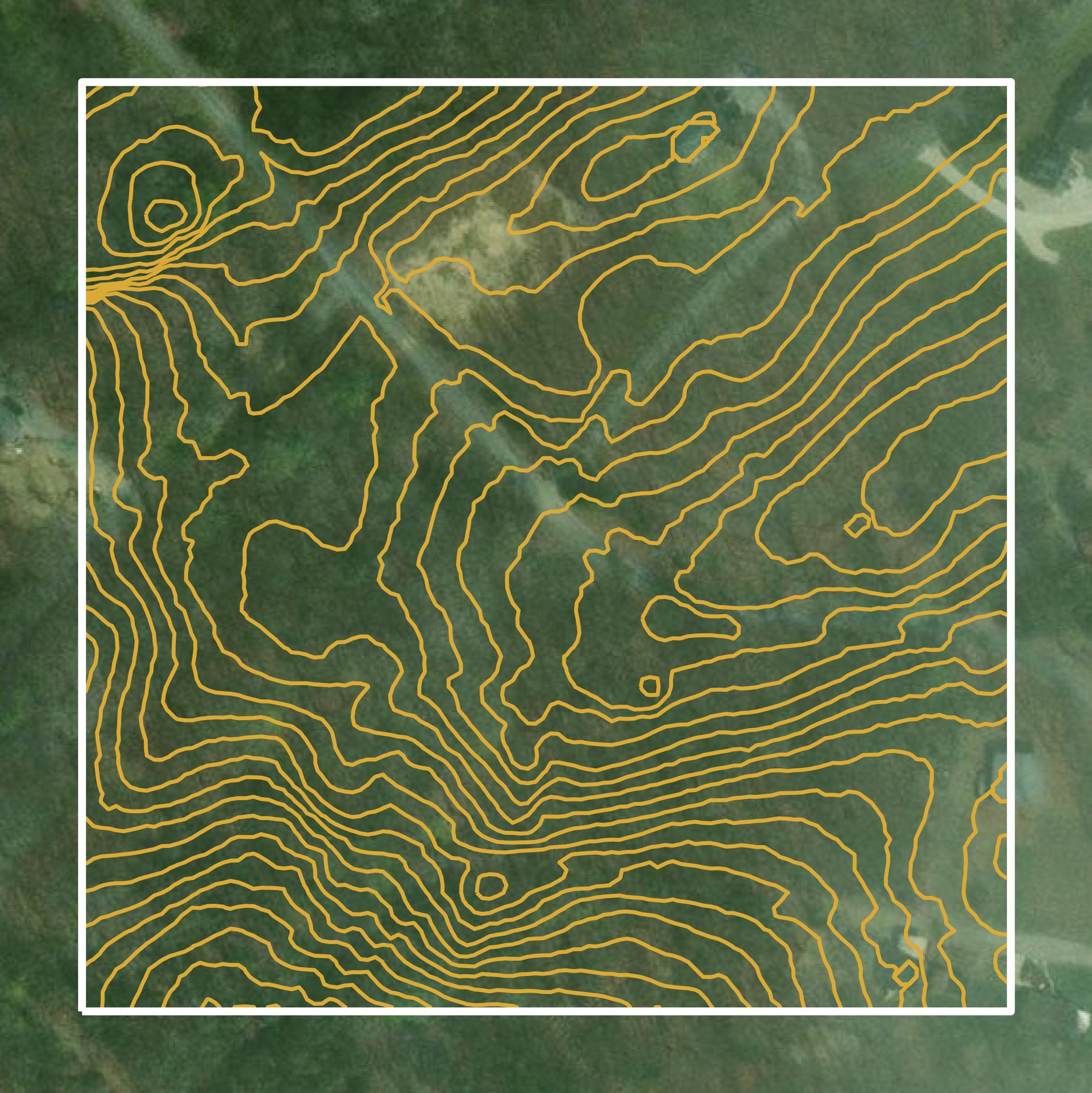 This image shows a contour map in Rhea County created using GIS data in Equator.