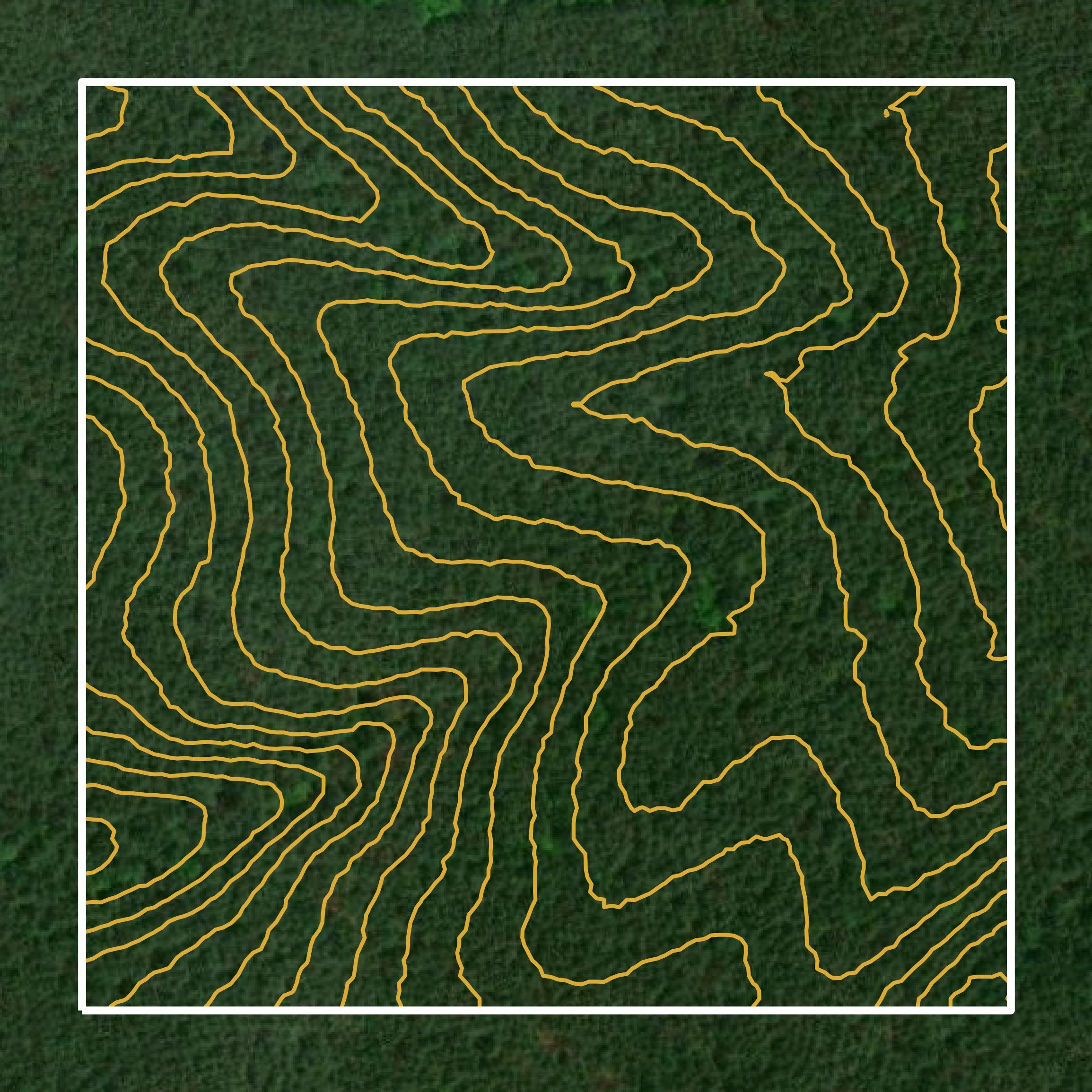 This image shows a contour map in Rhea County created using GIS data in Equator.