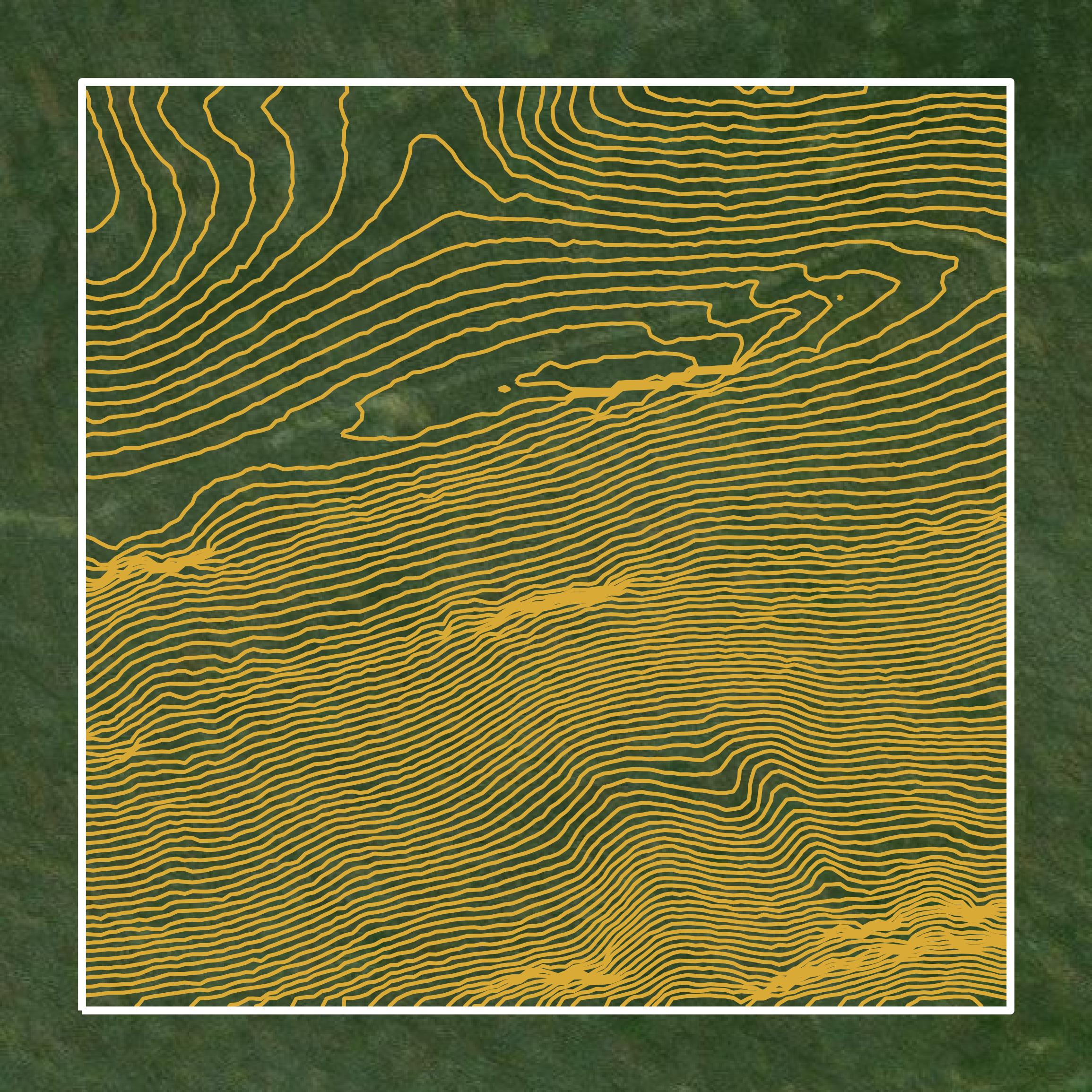 This image shows a contour map in Roane County created using GIS data in Equator.
