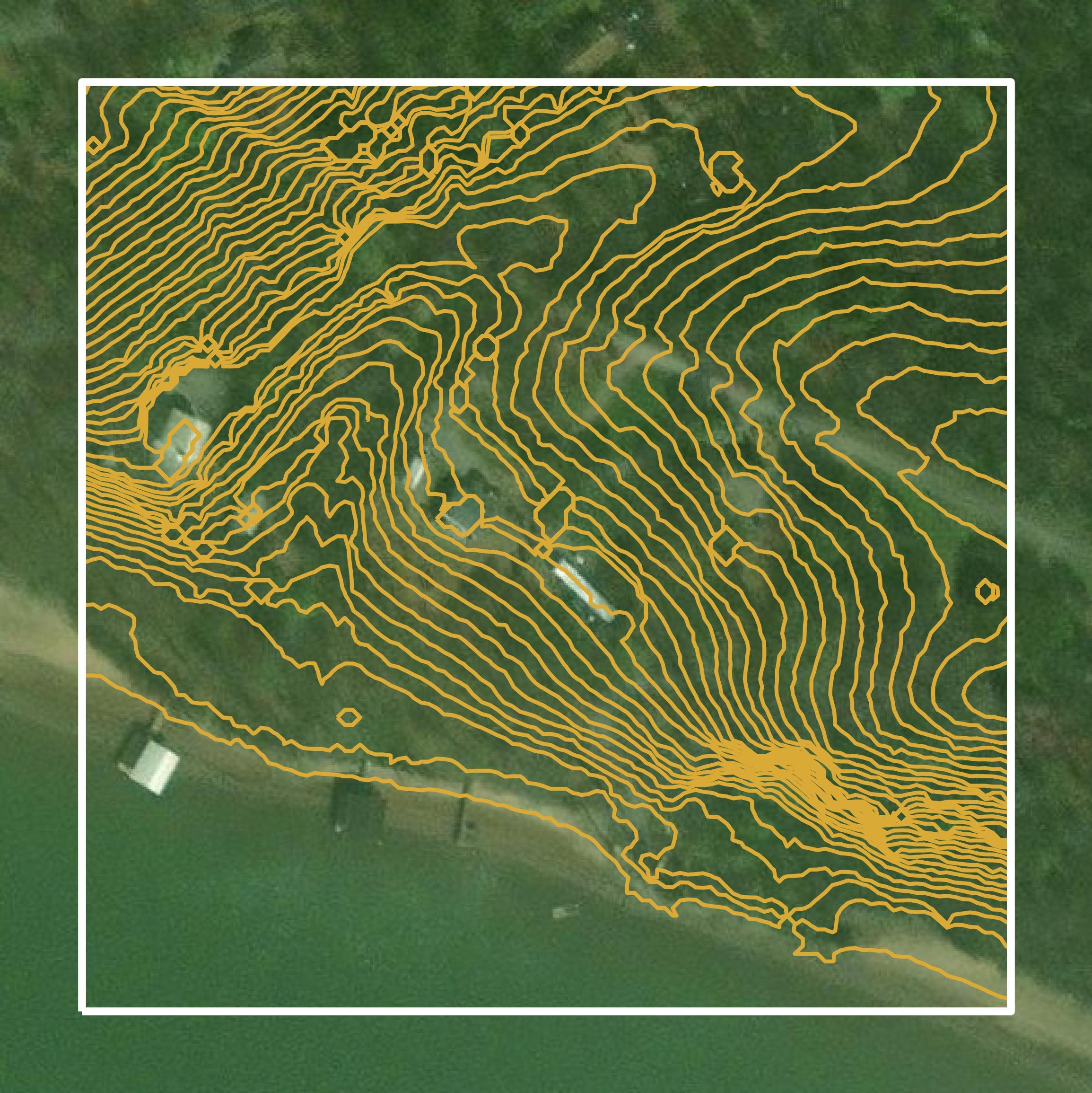 This image shows a contour map in Roane County created using GIS data in Equator.