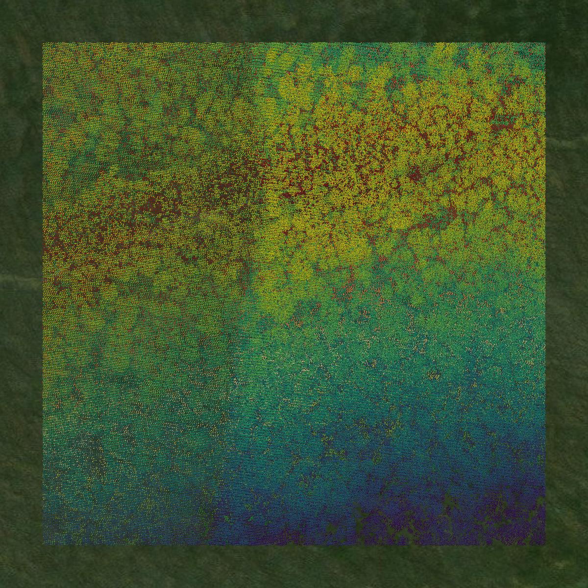 This image shows a LiDAR point cloud in Roane County created using GIS data in Equator.