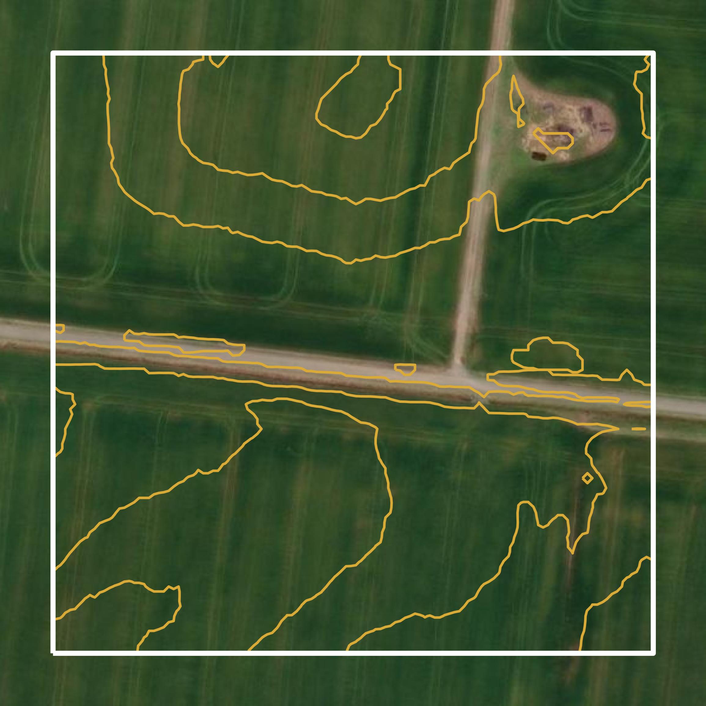 This image shows a contour map in Robertson County created using GIS data in Equator.