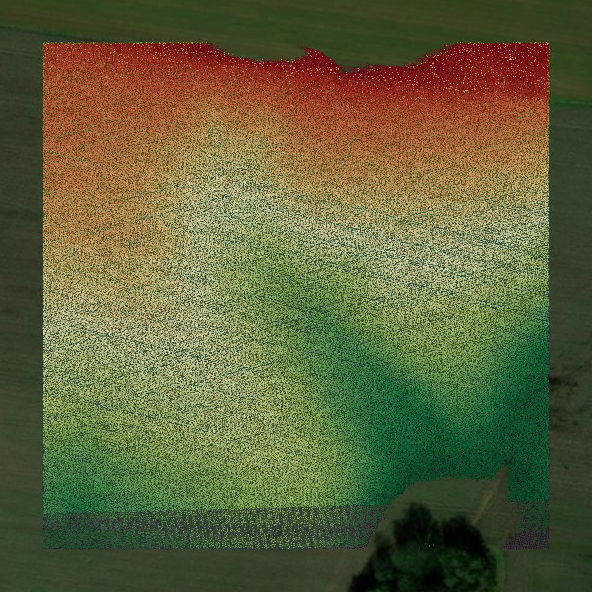 This image shows a LiDAR point cloud in Robertson County created using GIS data in Equator.