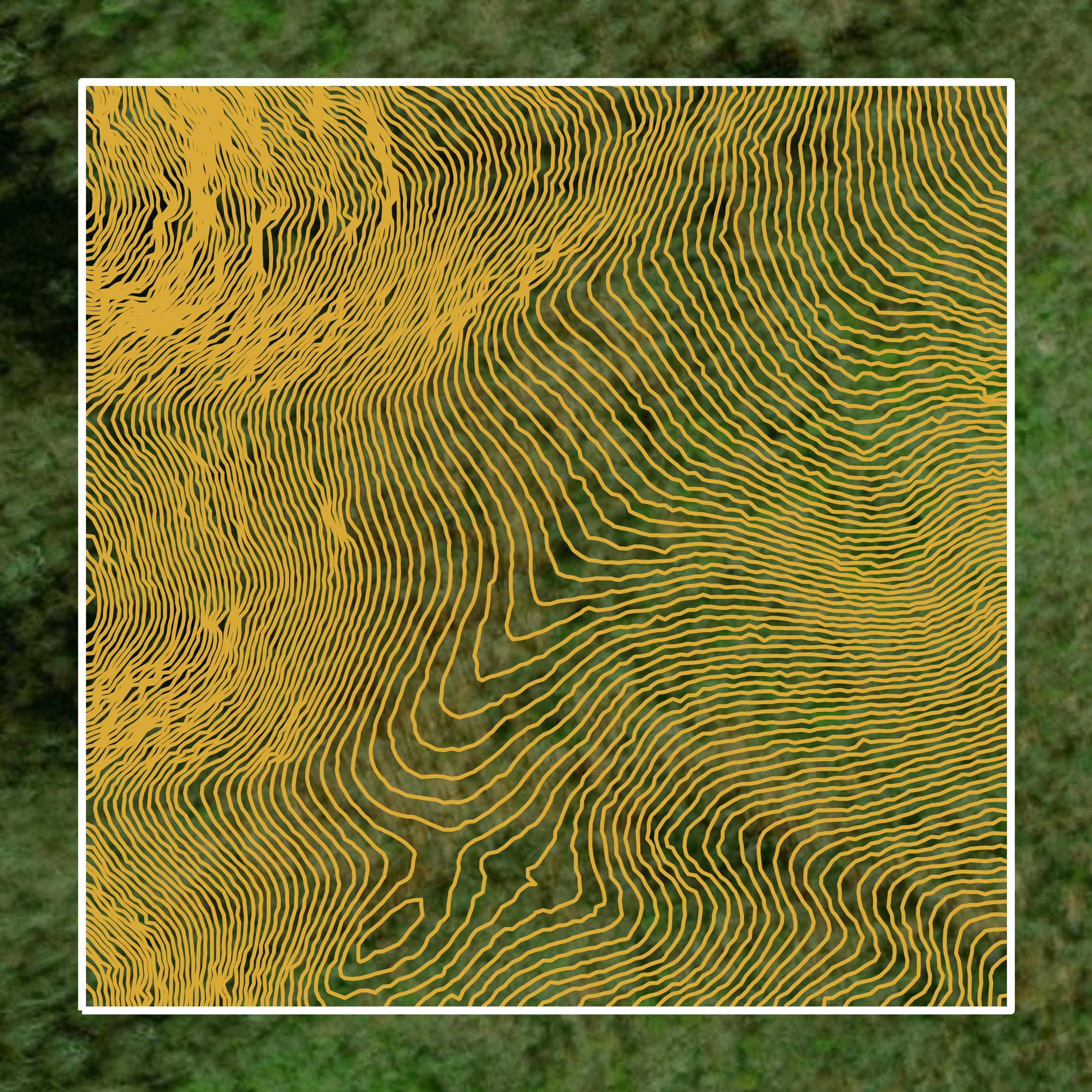 This image shows a contour map in Sevier County created using GIS data in Equator.