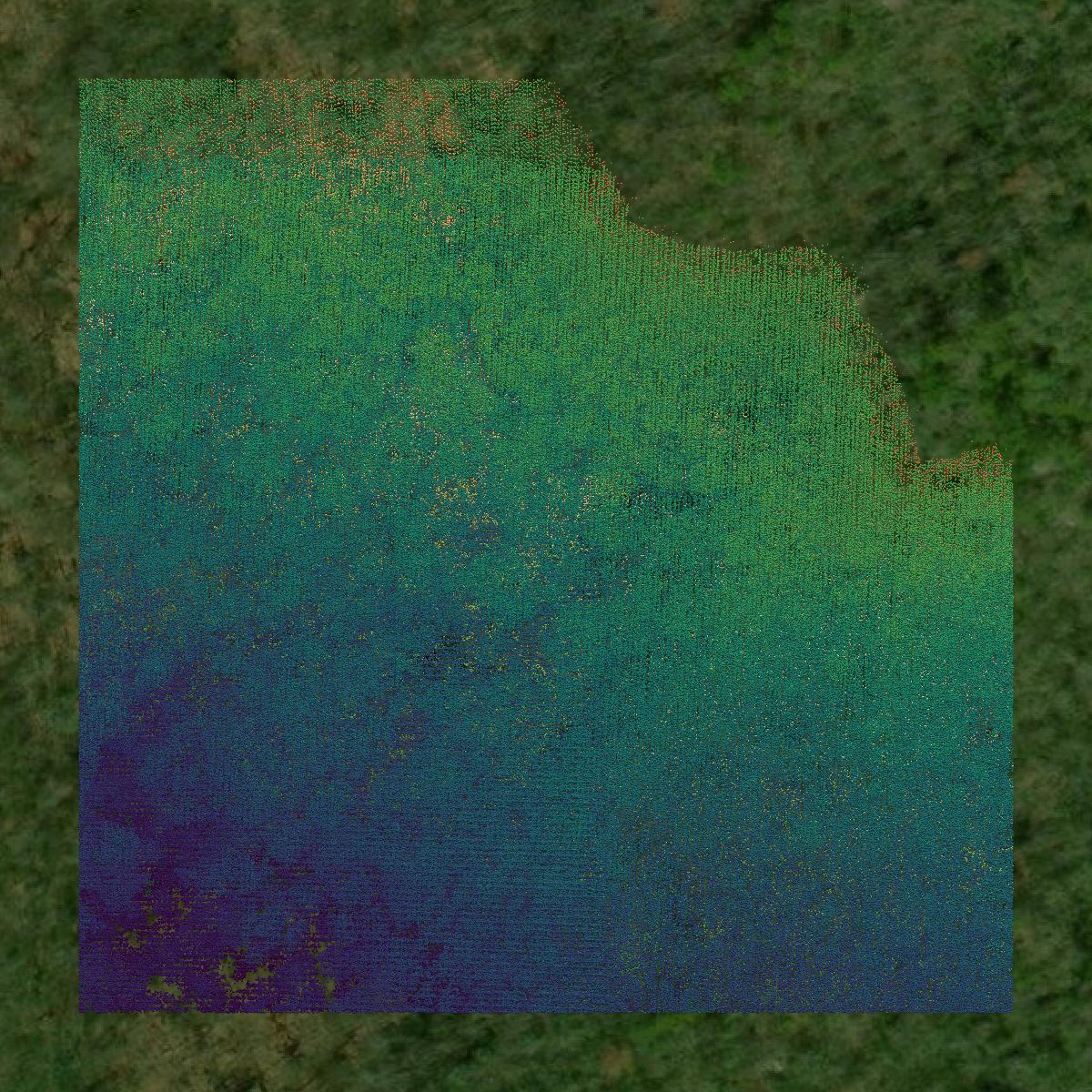 This image shows a LiDAR point cloud in Sevier County created using GIS data in Equator.