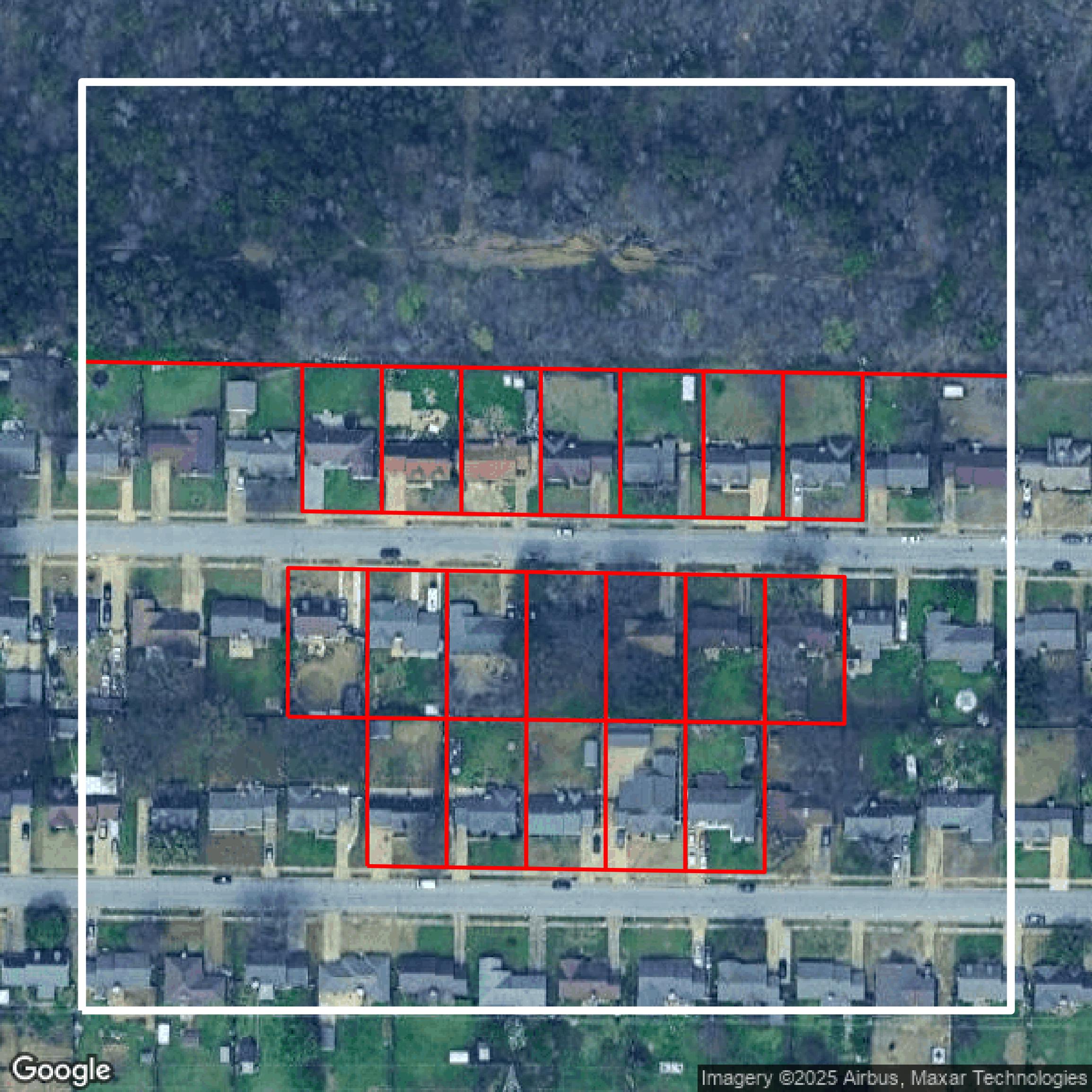 This image shows parcel data in Shelby County created using GIS data in Equator.