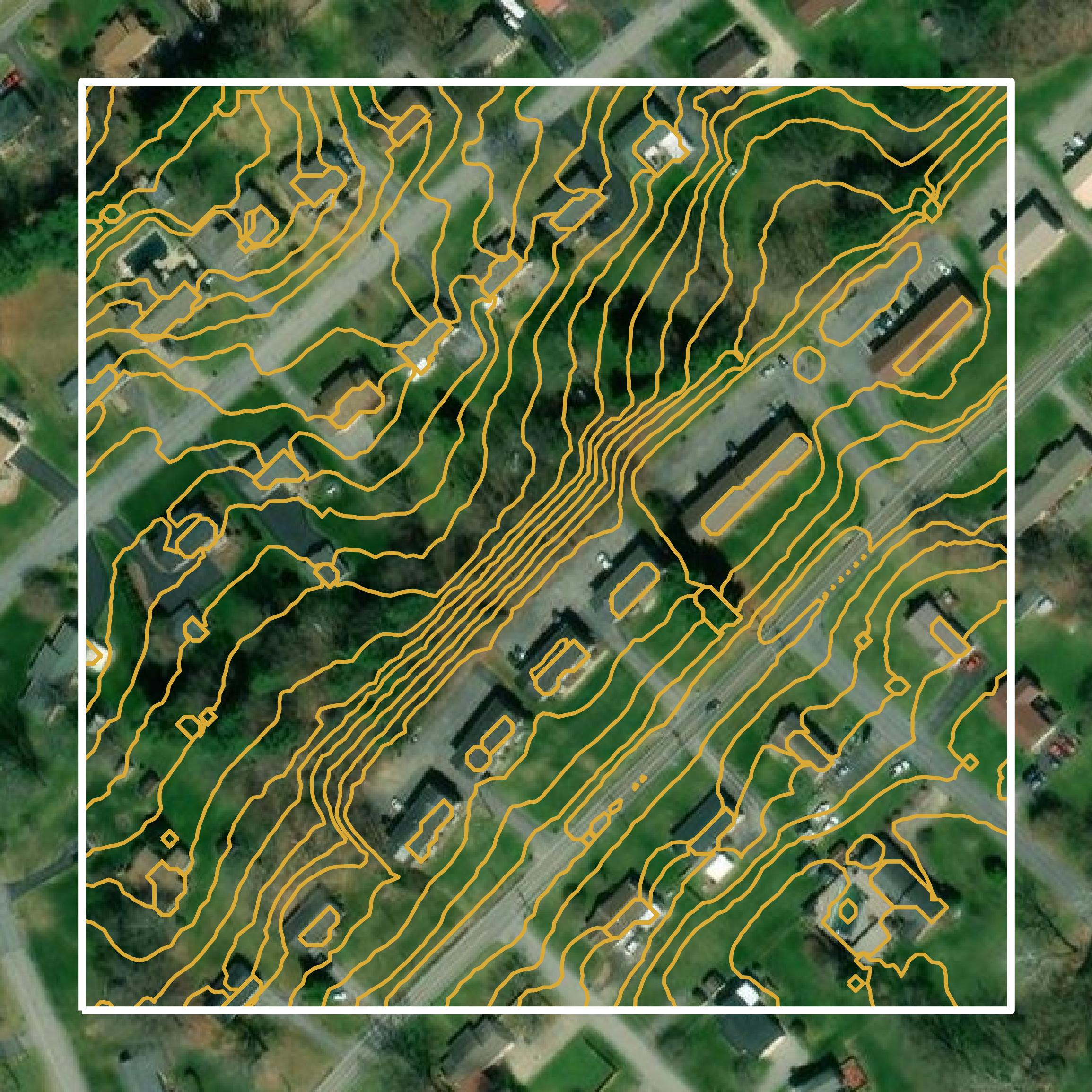 This image shows a contour map in Sullivan County created using GIS data in Equator.
