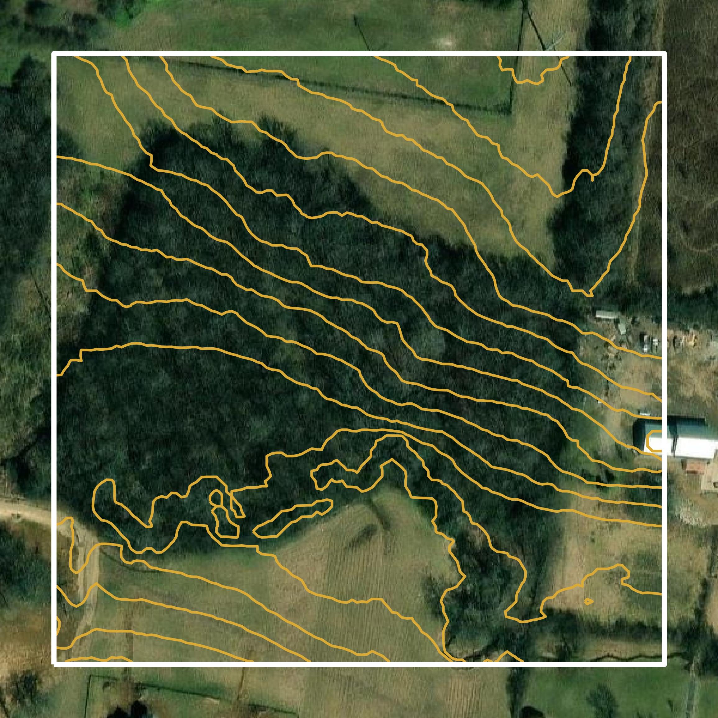 This image shows a contour map in Sumner County created using GIS data in Equator.