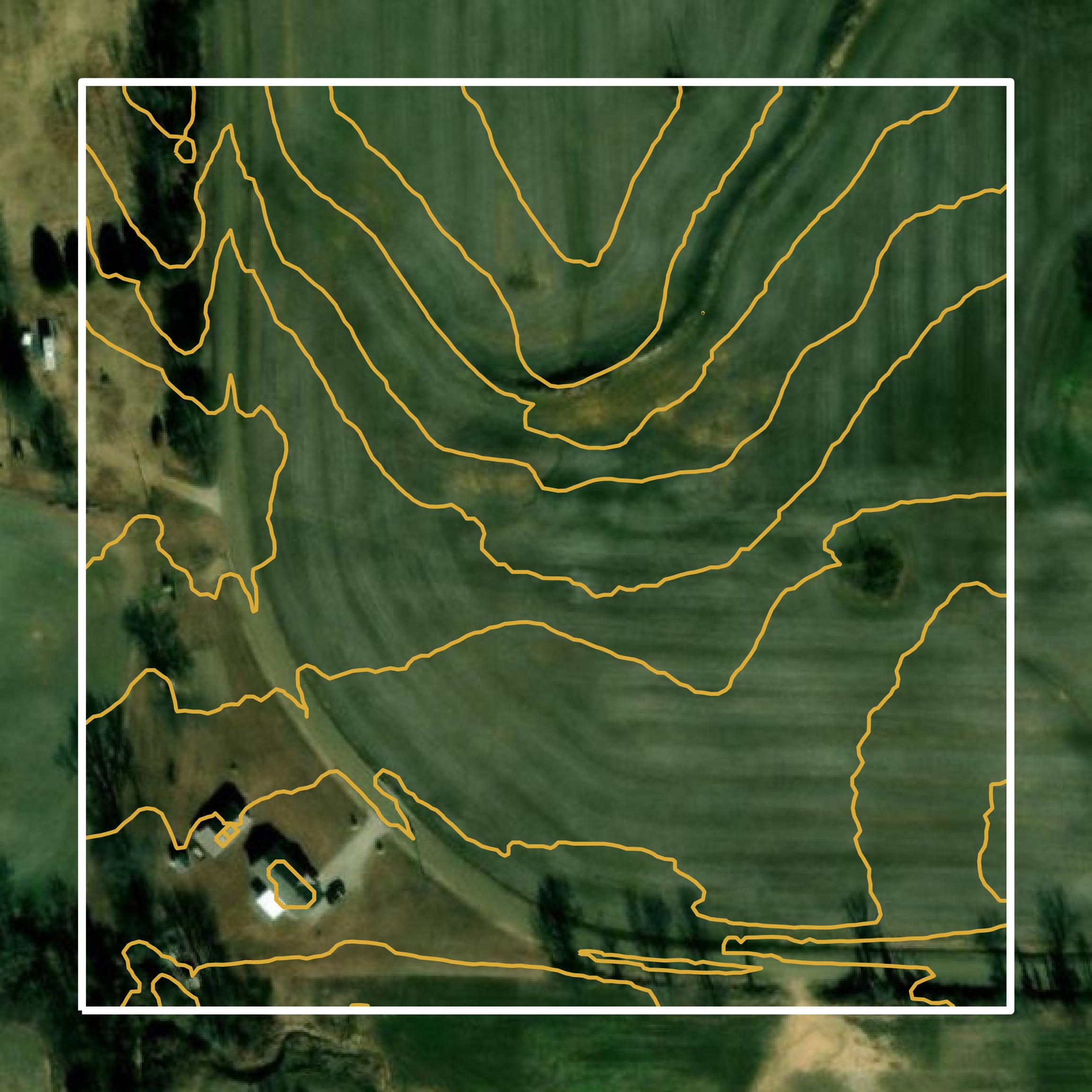 This image shows a contour map in Tipton County created using GIS data in Equator.