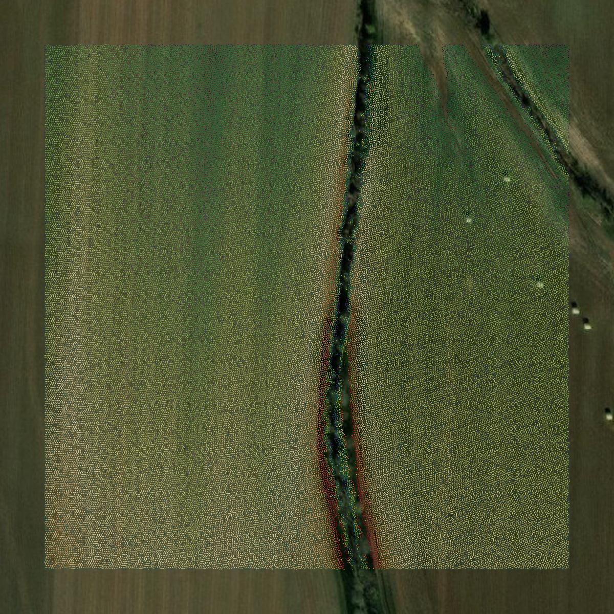 This image shows a LiDAR point cloud in Tipton County created using GIS data in Equator.