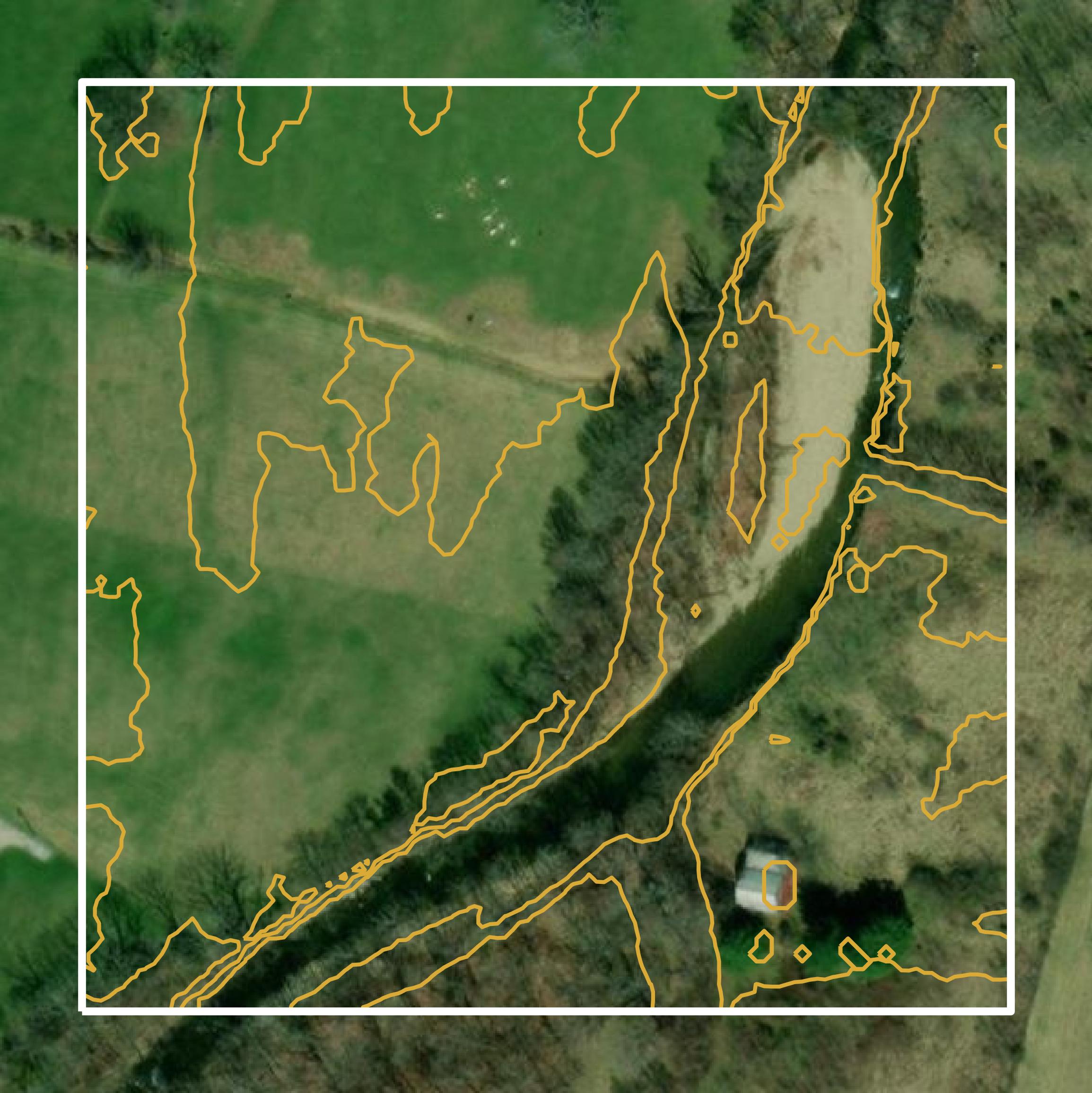 This image shows a contour map in Unicoi County created using GIS data in Equator.
