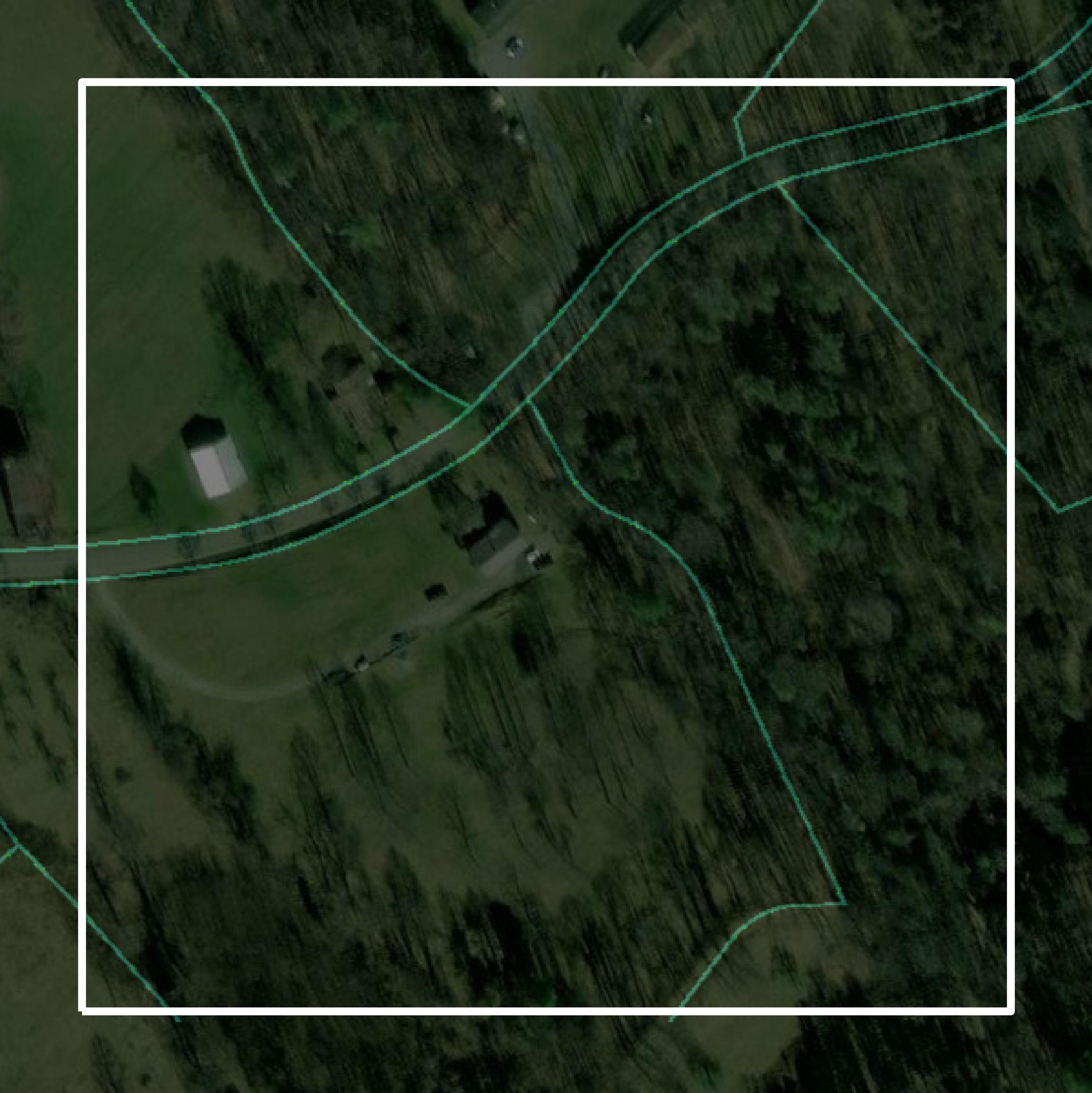 This image shows parcel and building data in Unicoi County created using GIS data in Equator.