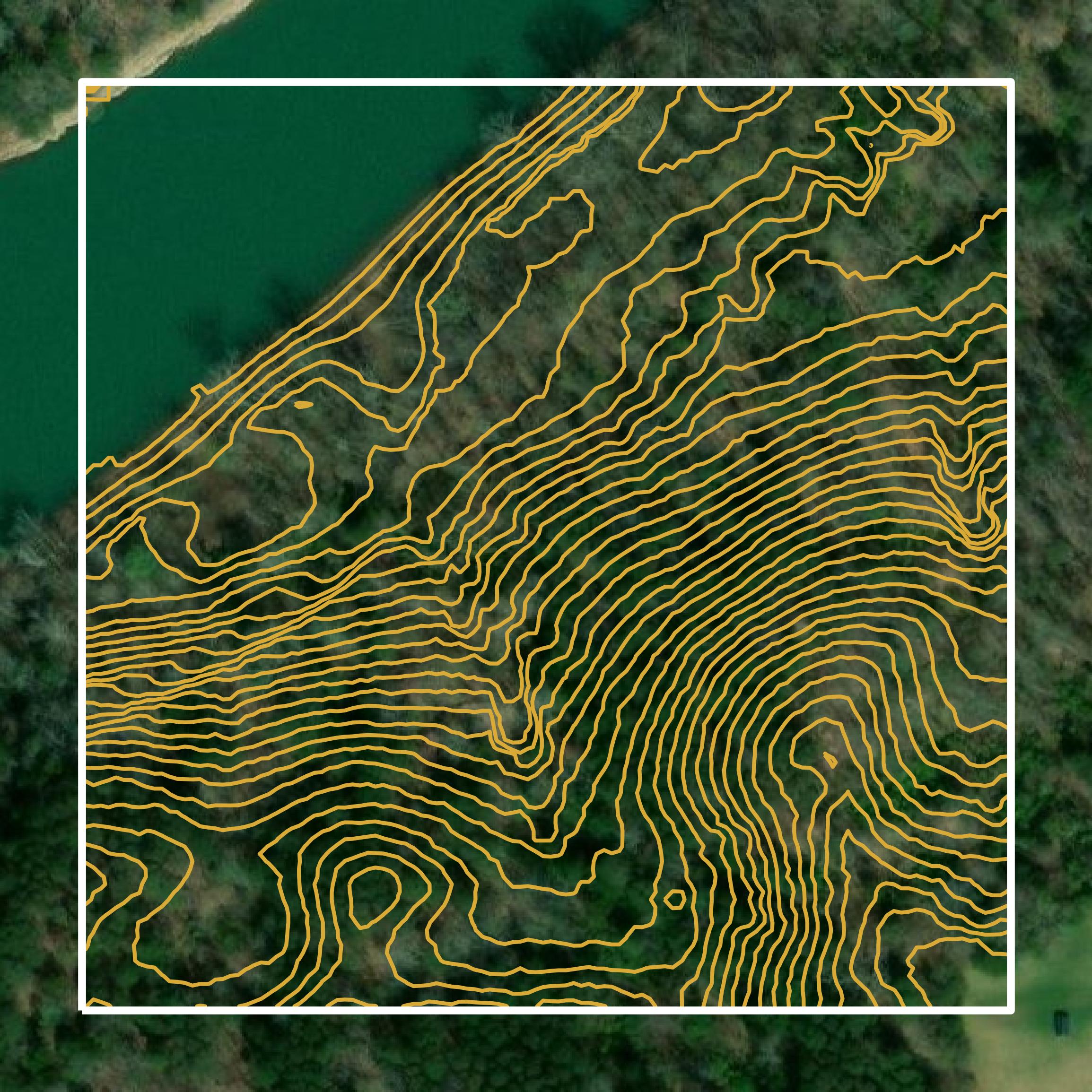 This image shows a contour map in Van Buren County created using GIS data in Equator.