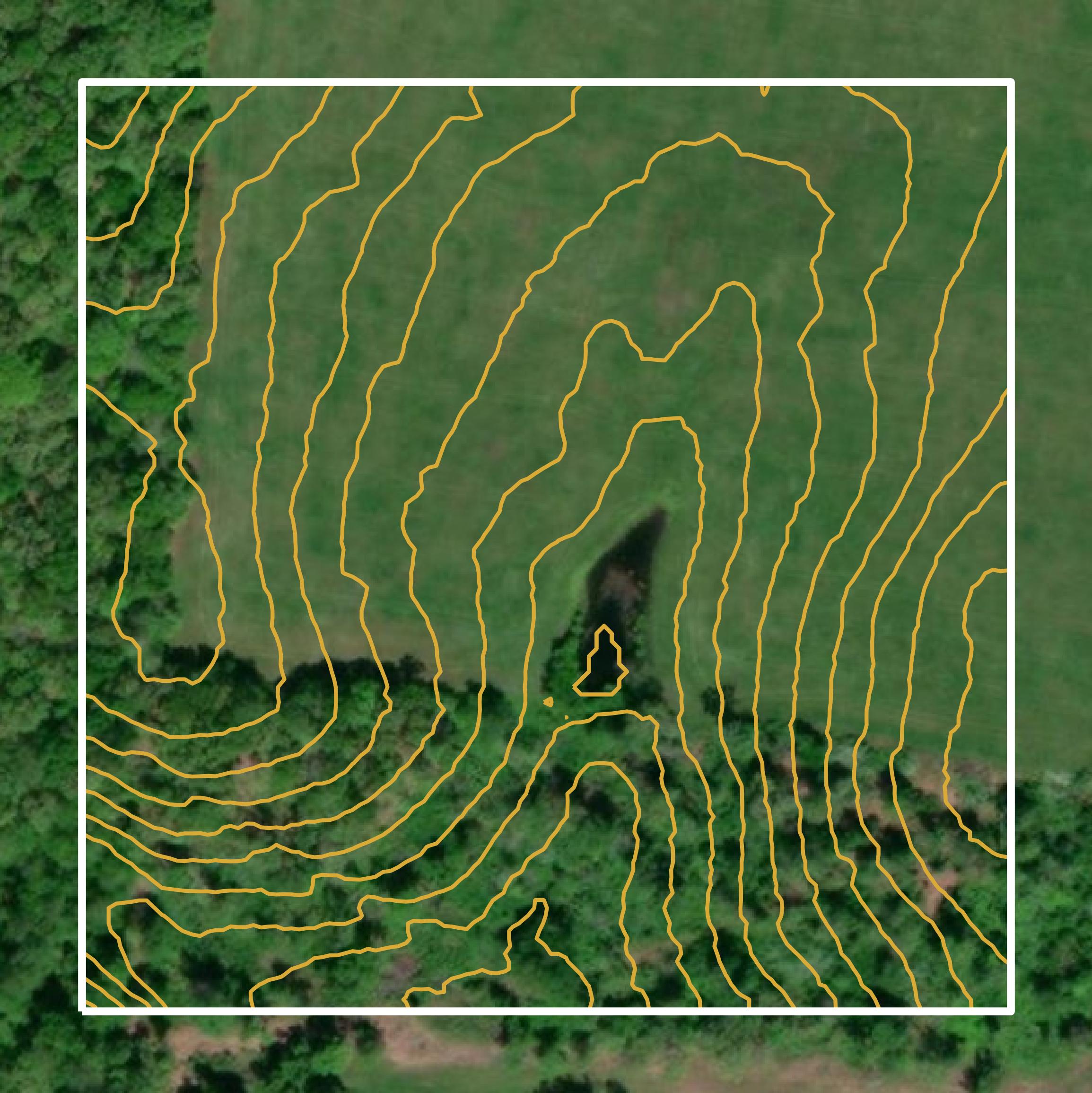 This image shows a contour map in Warren County created using GIS data in Equator.