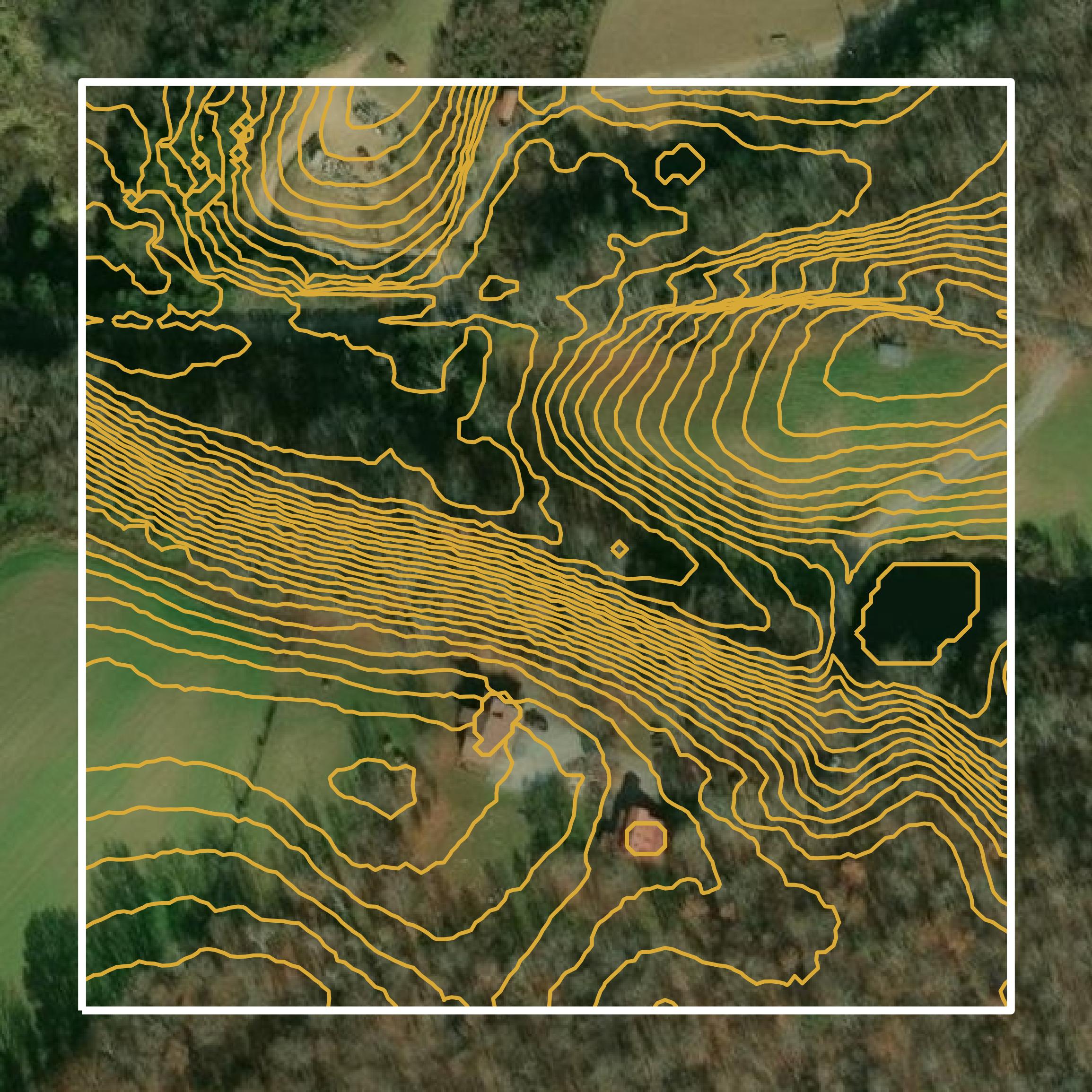 This image shows a contour map in Washington County created using GIS data in Equator.