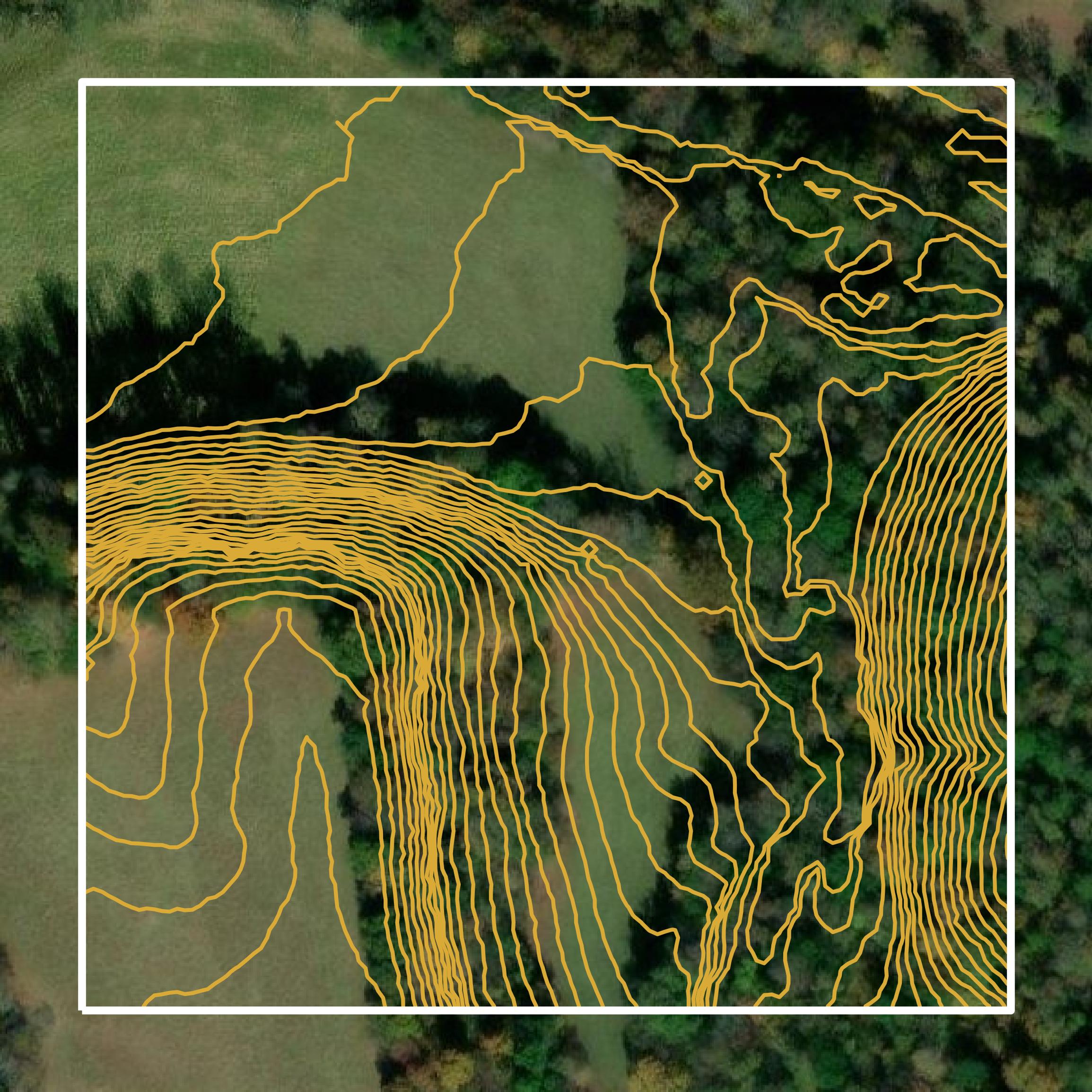 This image shows a contour map in Wayne County created using GIS data in Equator.