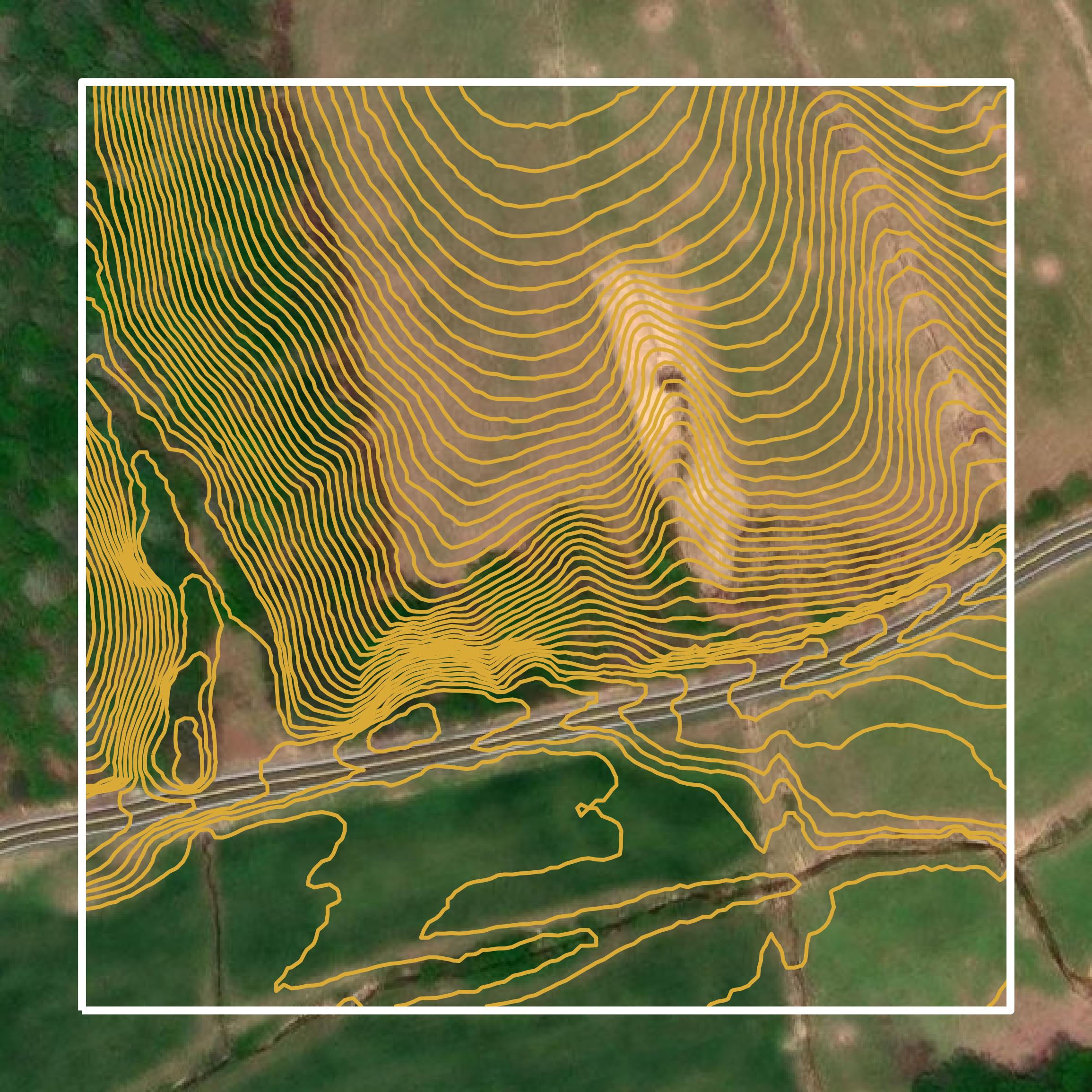 This image shows a contour map in Wayne County created using GIS data in Equator.