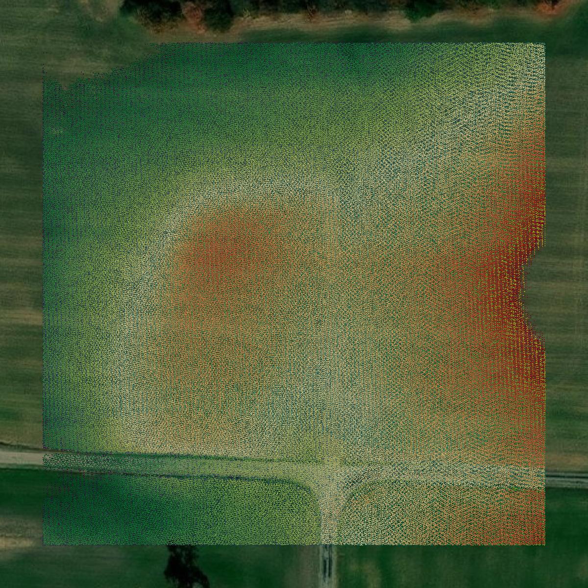 This image shows a LiDAR point cloud in Weakley County created using GIS data in Equator.