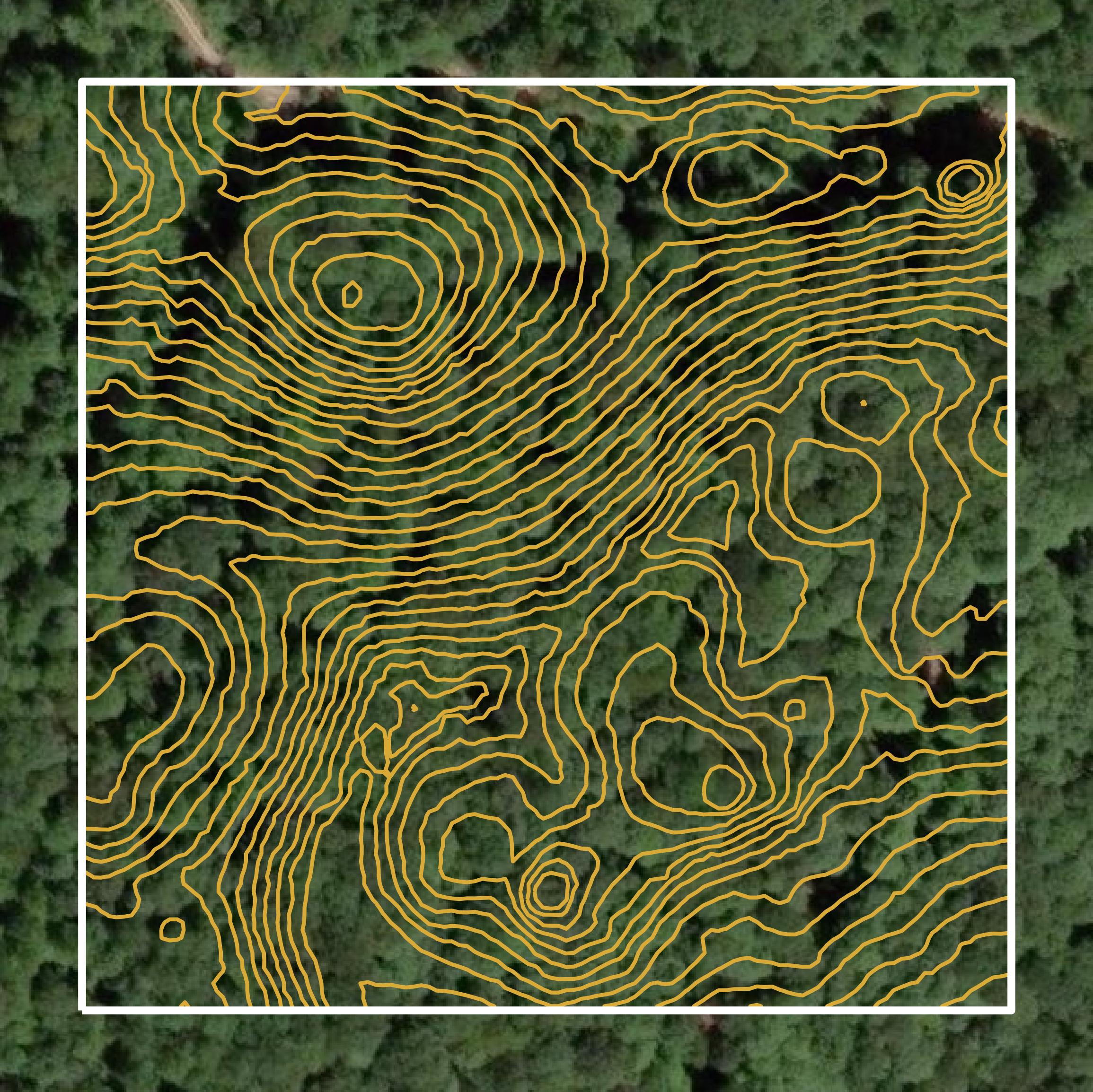 This image shows a contour map in White County created using GIS data in Equator.