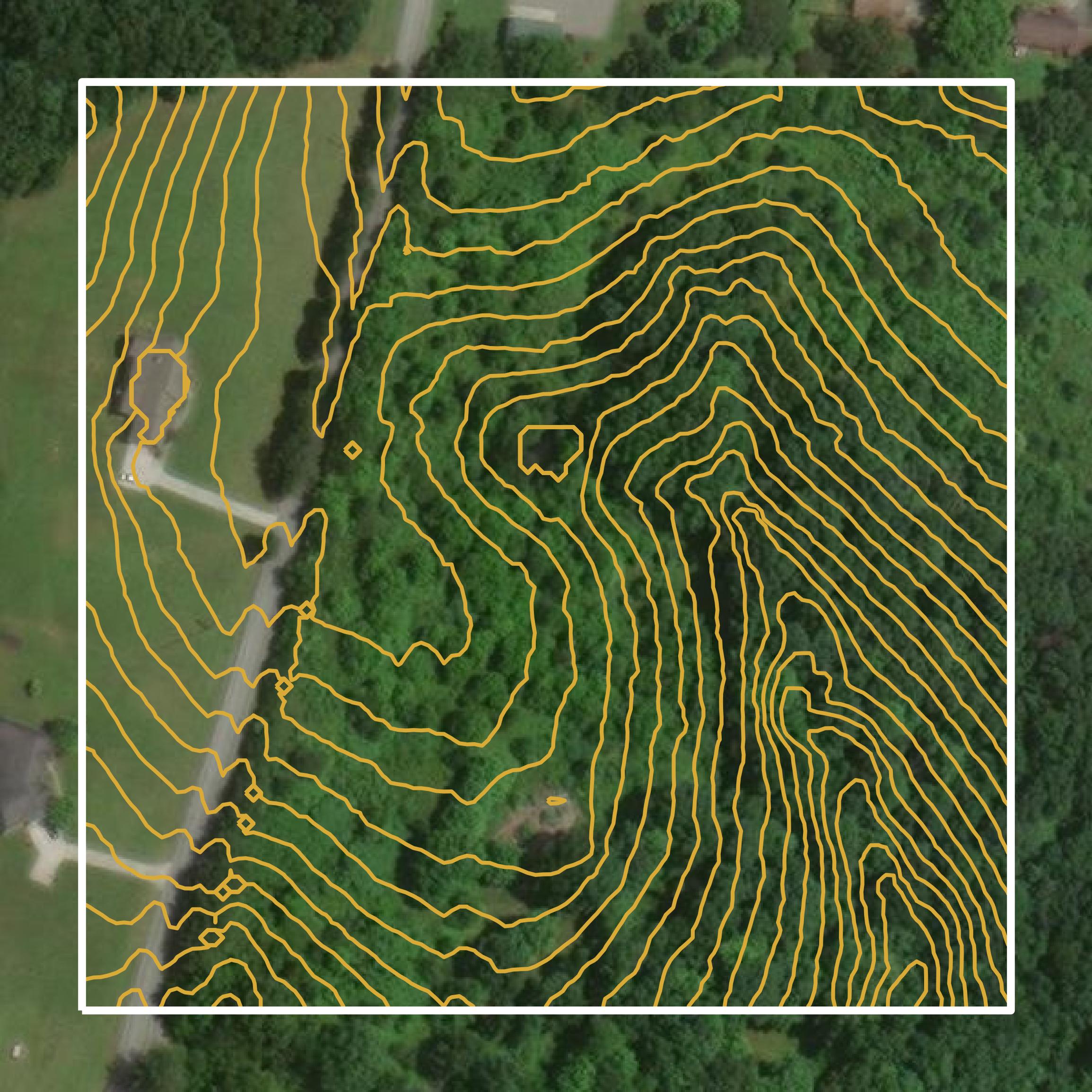 This image shows a contour map in Williamson County created using GIS data in Equator.