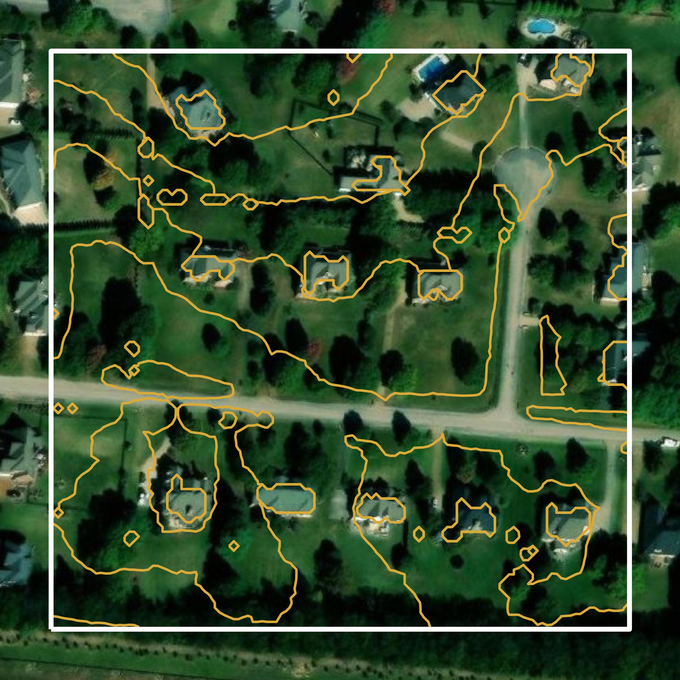 This image shows a contour map in Williamson County created using GIS data in Equator.