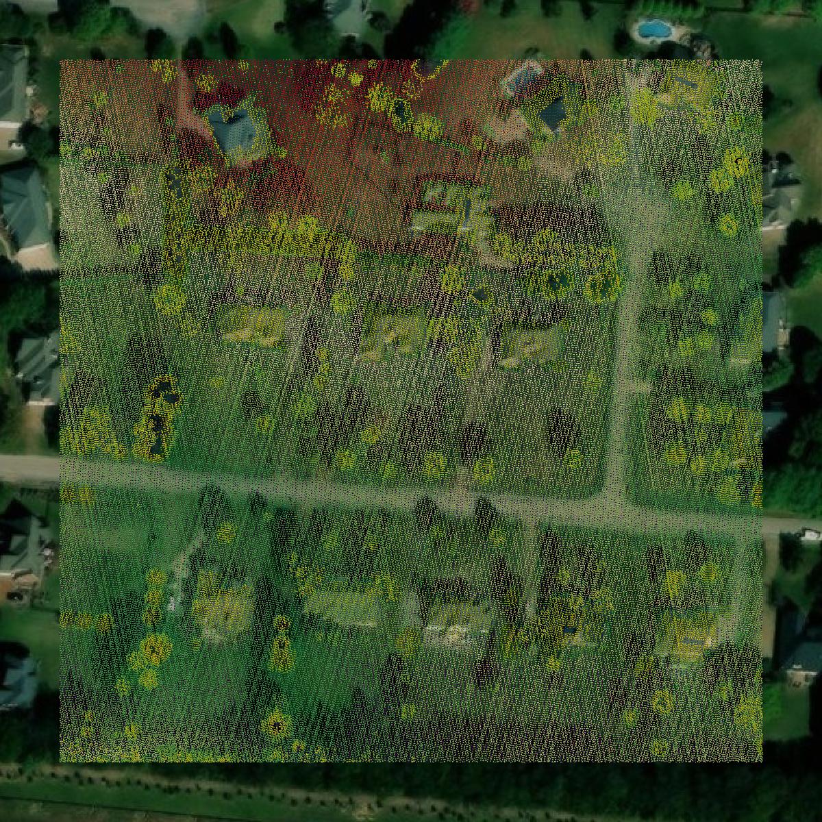 This image shows a LiDAR point cloud in Williamson County created using GIS data in Equator.