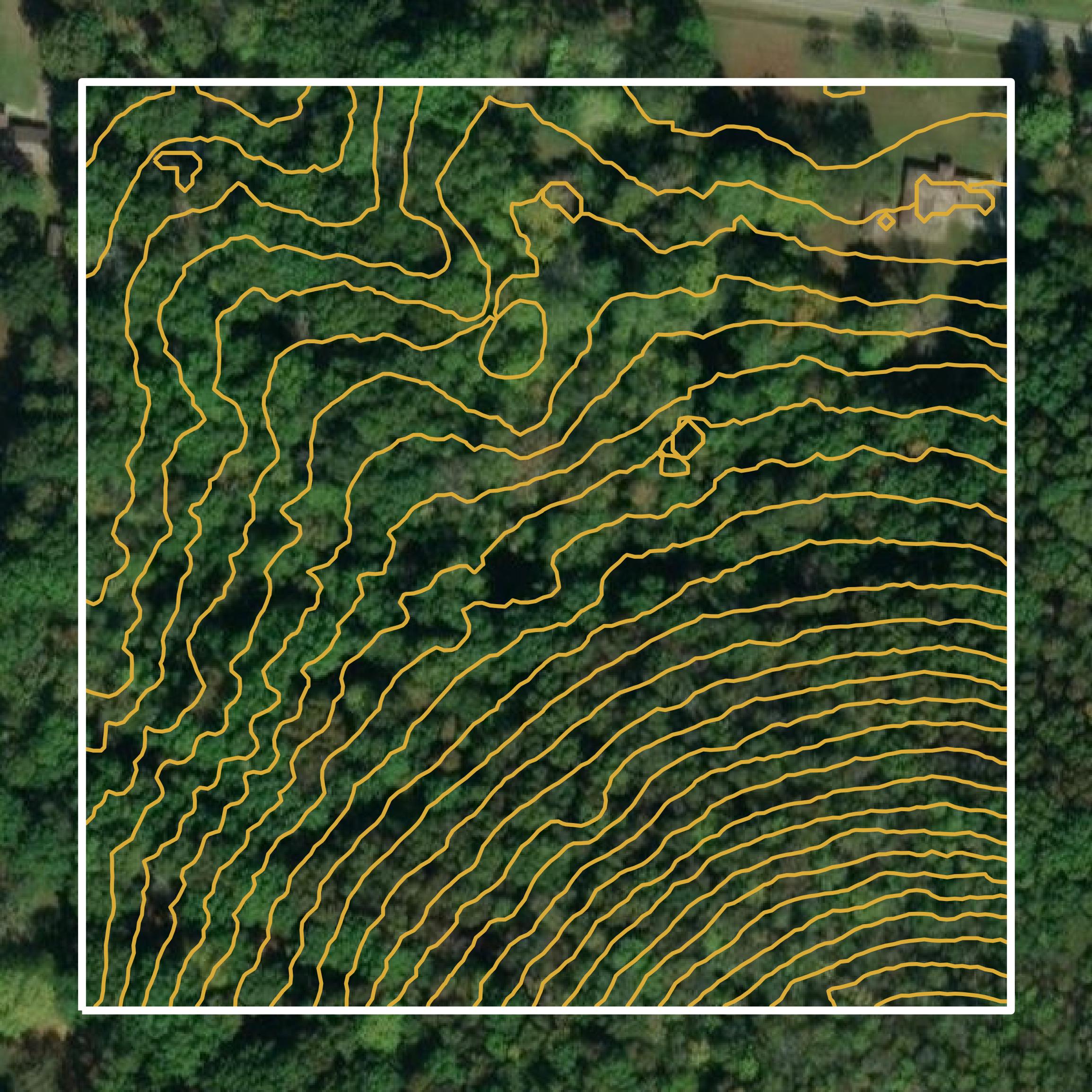 This image shows a contour map in Wilson County created using GIS data in Equator.