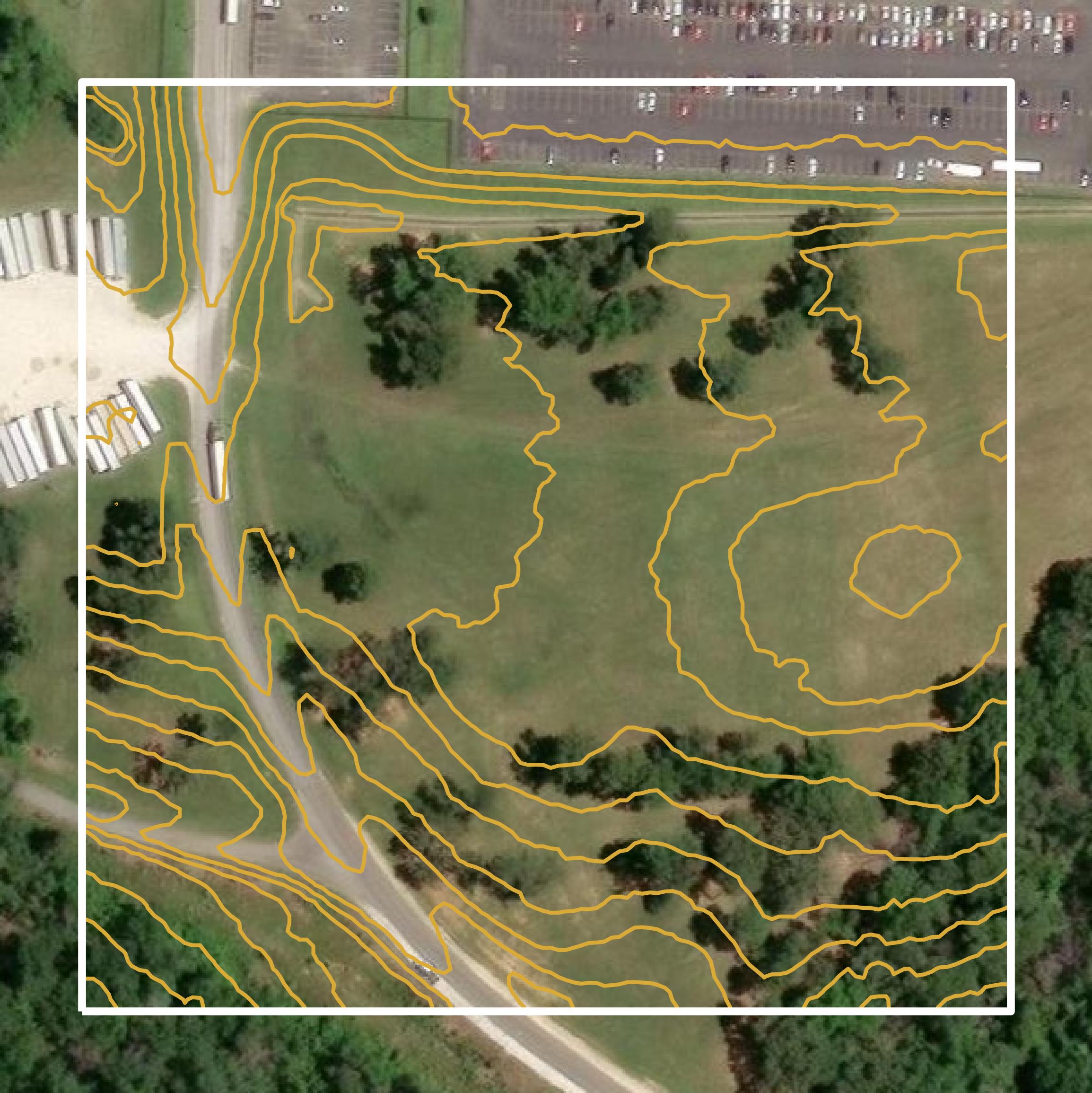 This image shows a contour map in Anderson County created using GIS data in Equator.