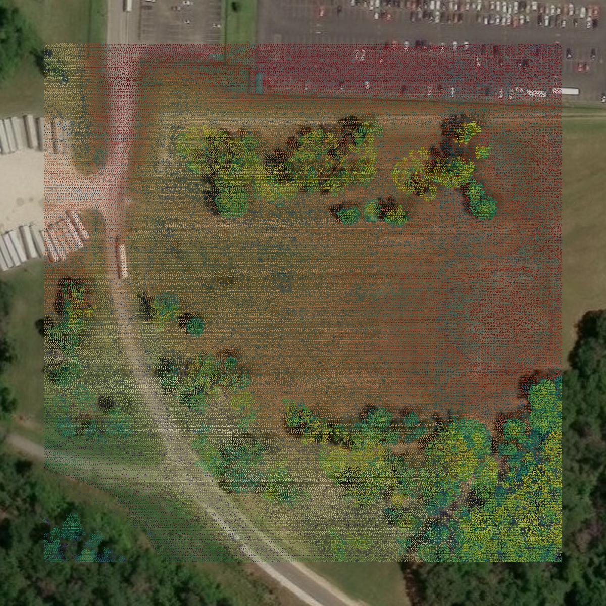 This image shows a LiDAR point cloud in Anderson County created using GIS data in Equator.