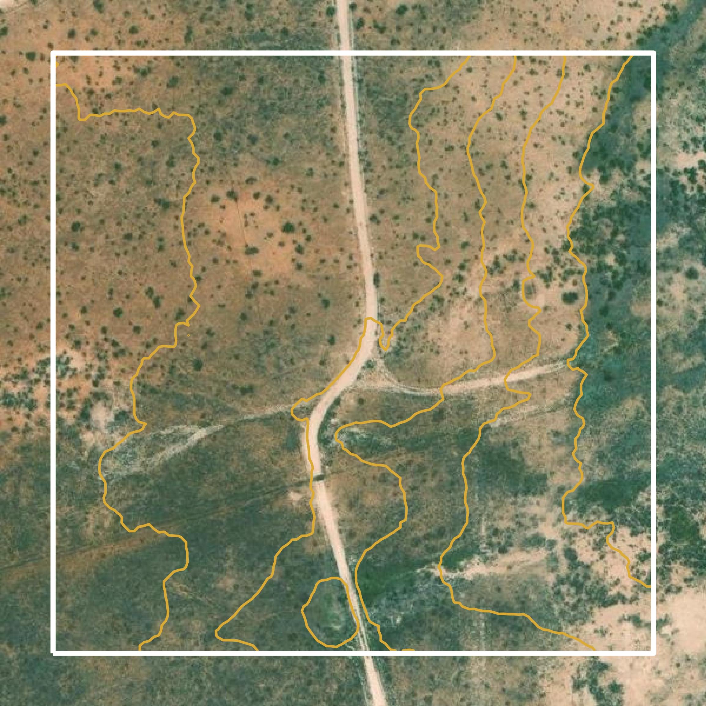 This image shows a contour map in Andrews County created using GIS data in Equator.