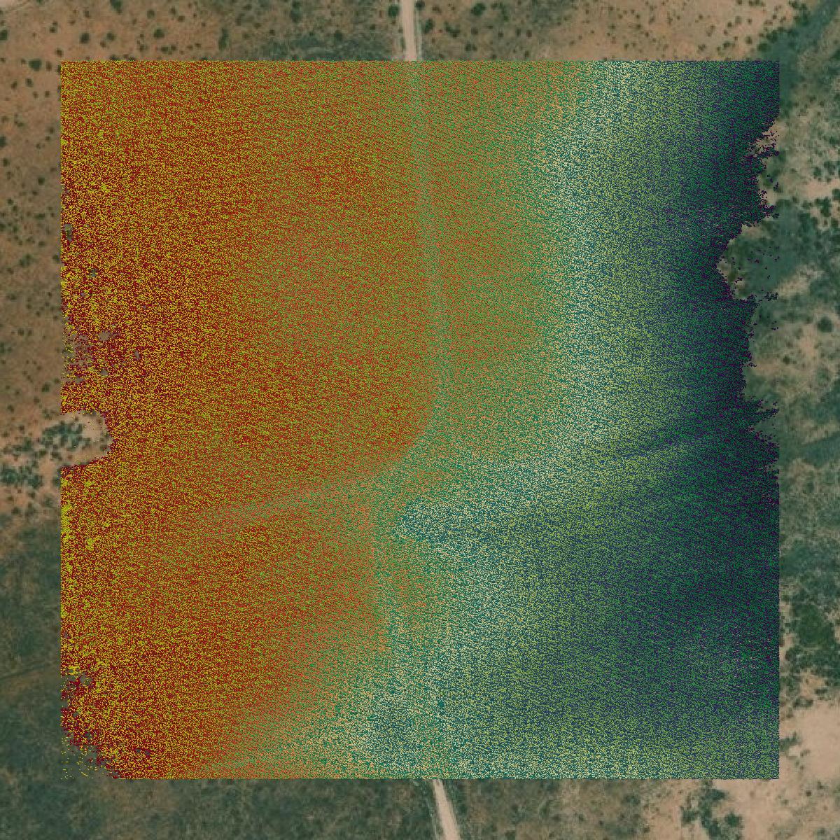 This image shows a LiDAR point cloud in Andrews County created using GIS data in Equator.