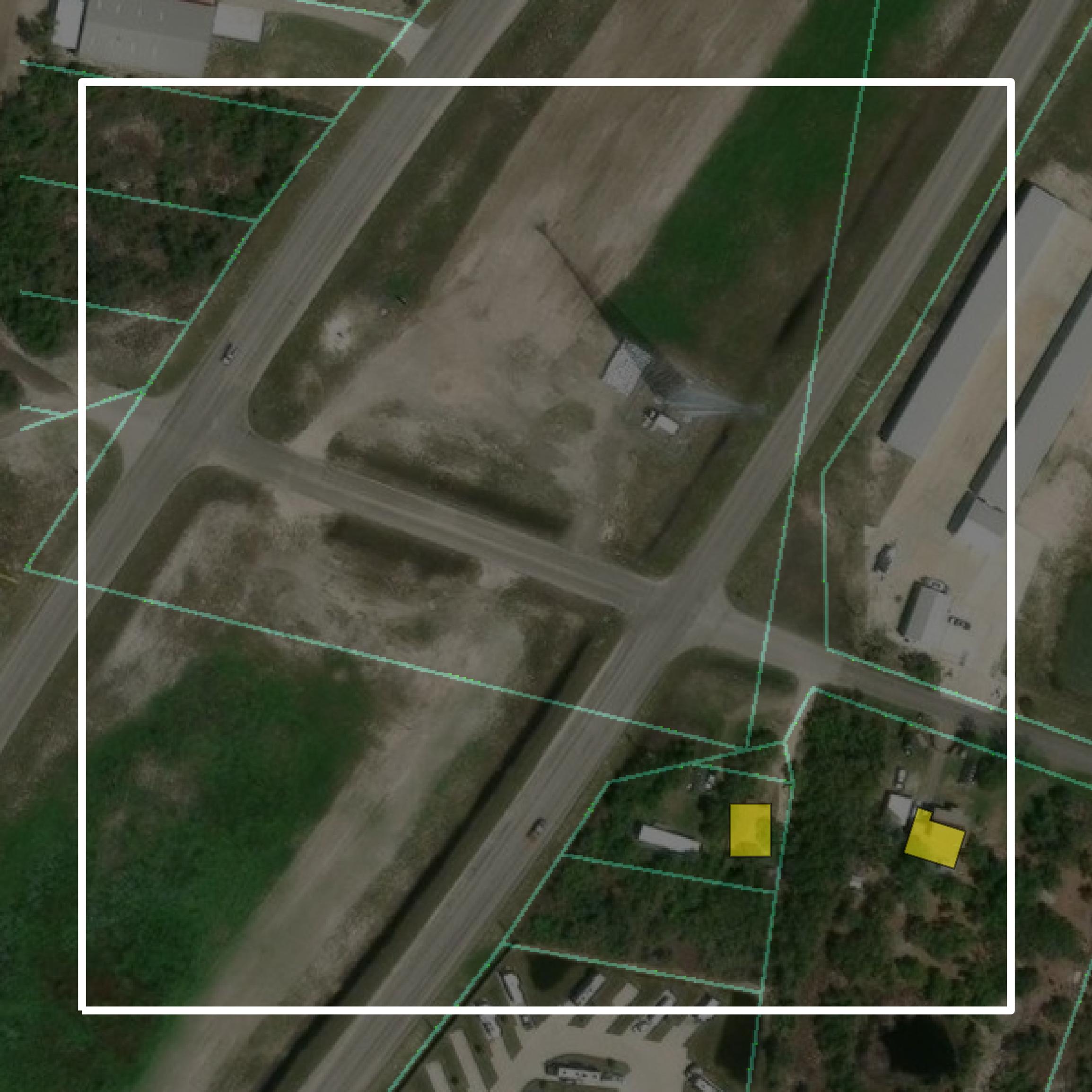 This image shows parcel and building data in Aransas County created using GIS data in Equator.