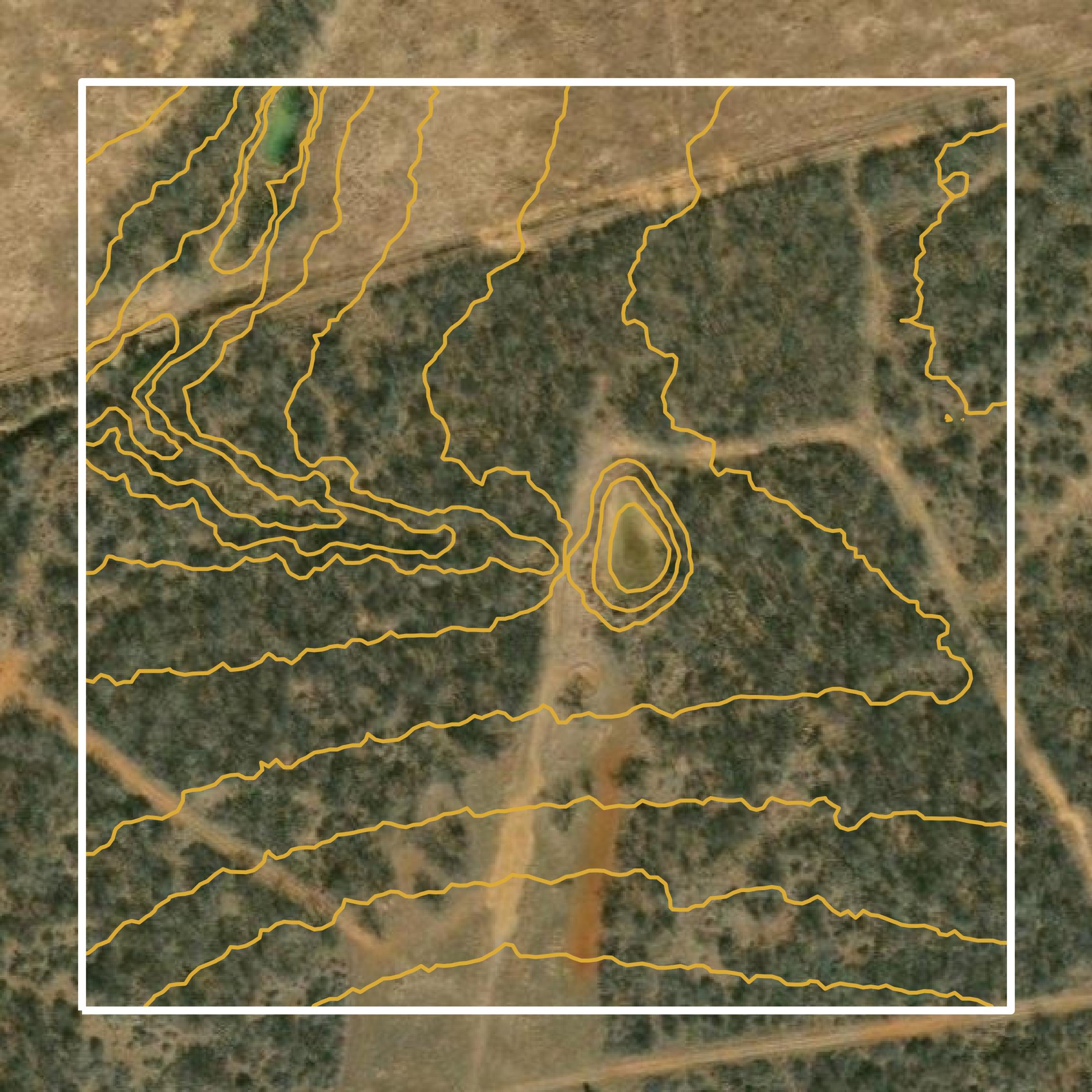 This image shows a contour map in Atascosa County created using GIS data in Equator.