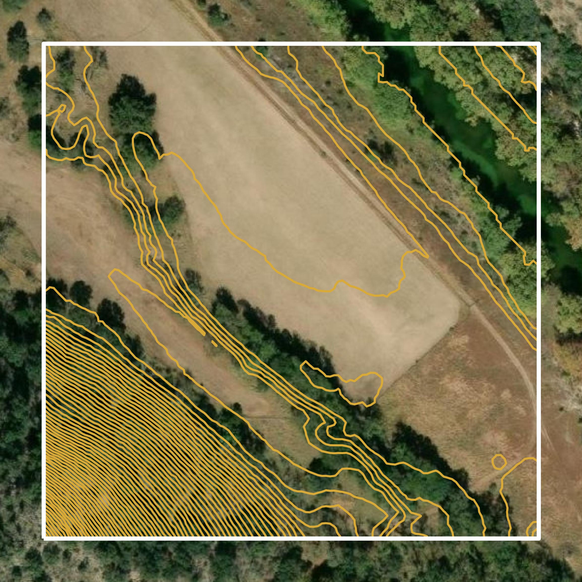 This image shows a contour map in Bandera County created using GIS data in Equator.