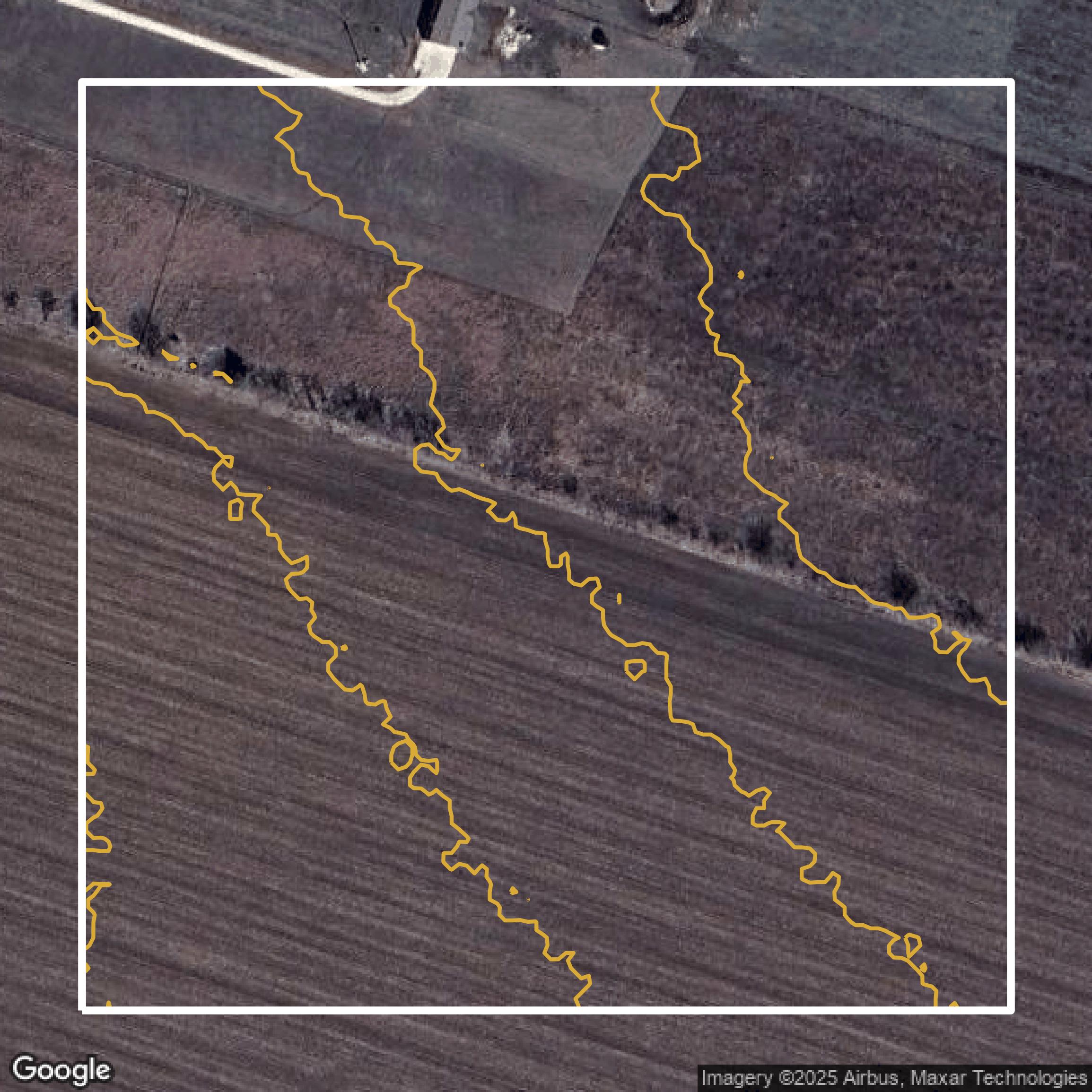 This image shows a contour map in Bell County created using GIS data in Equator.