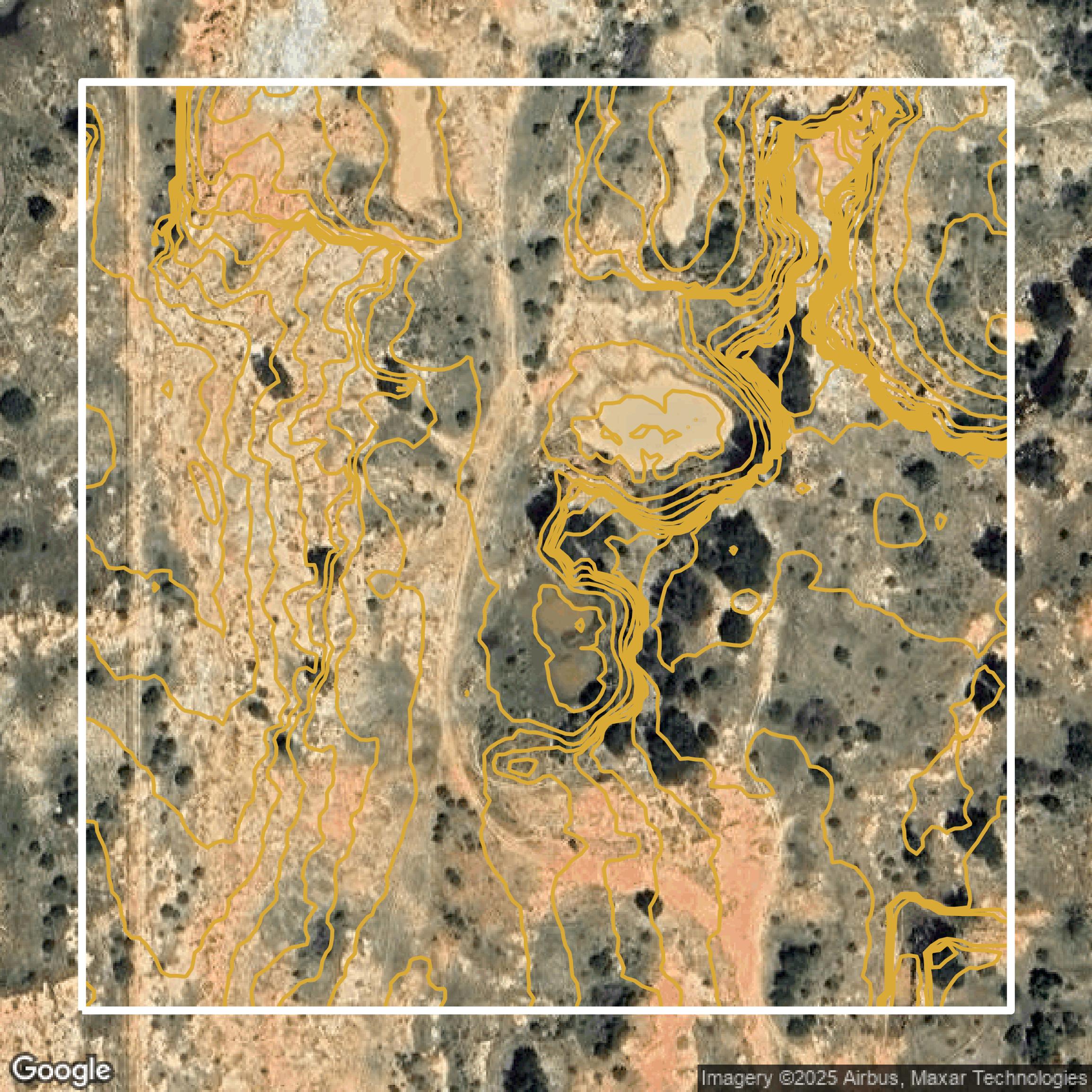 This image shows a contour map in Bexar County created using GIS data in Equator.