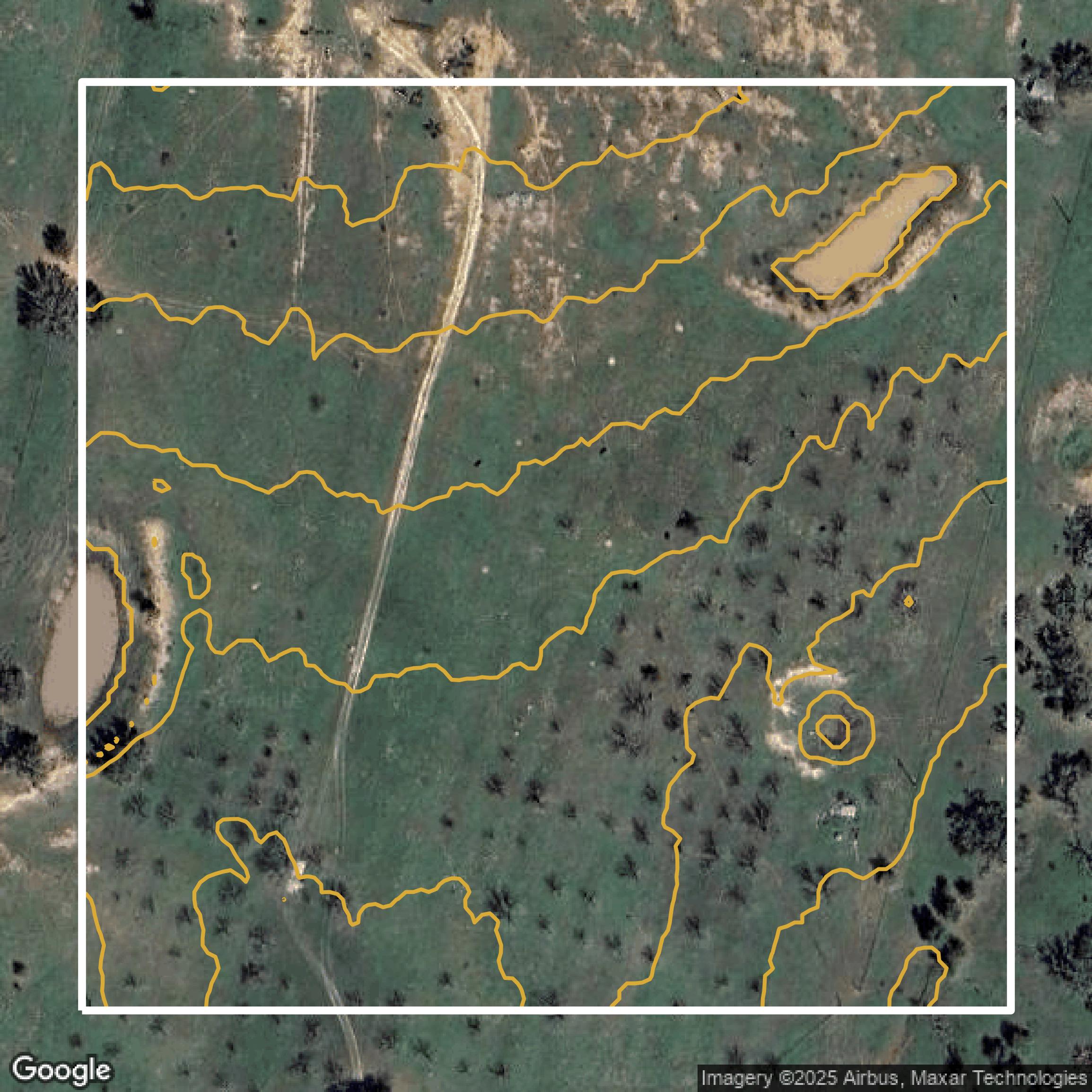 This image shows a contour map in Bexar County created using GIS data in Equator.