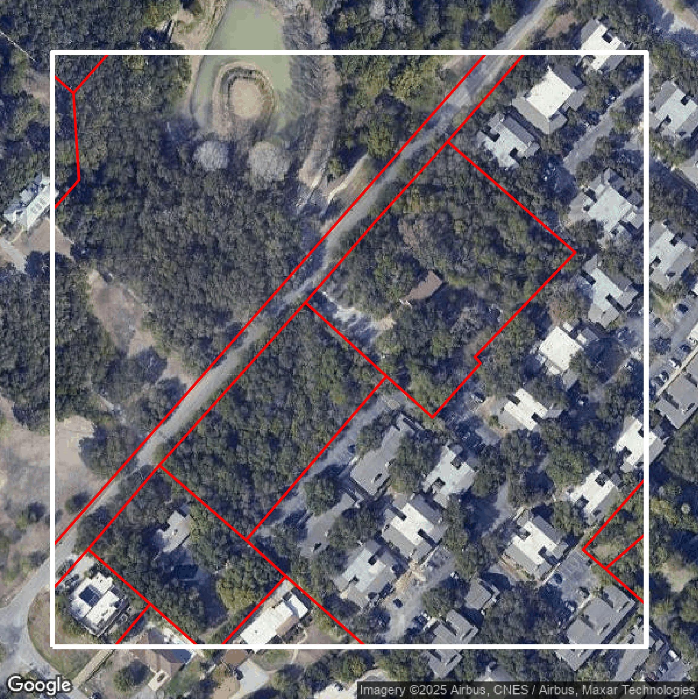 This image shows parcel and building data in Bexar County created using GIS data in Equator.