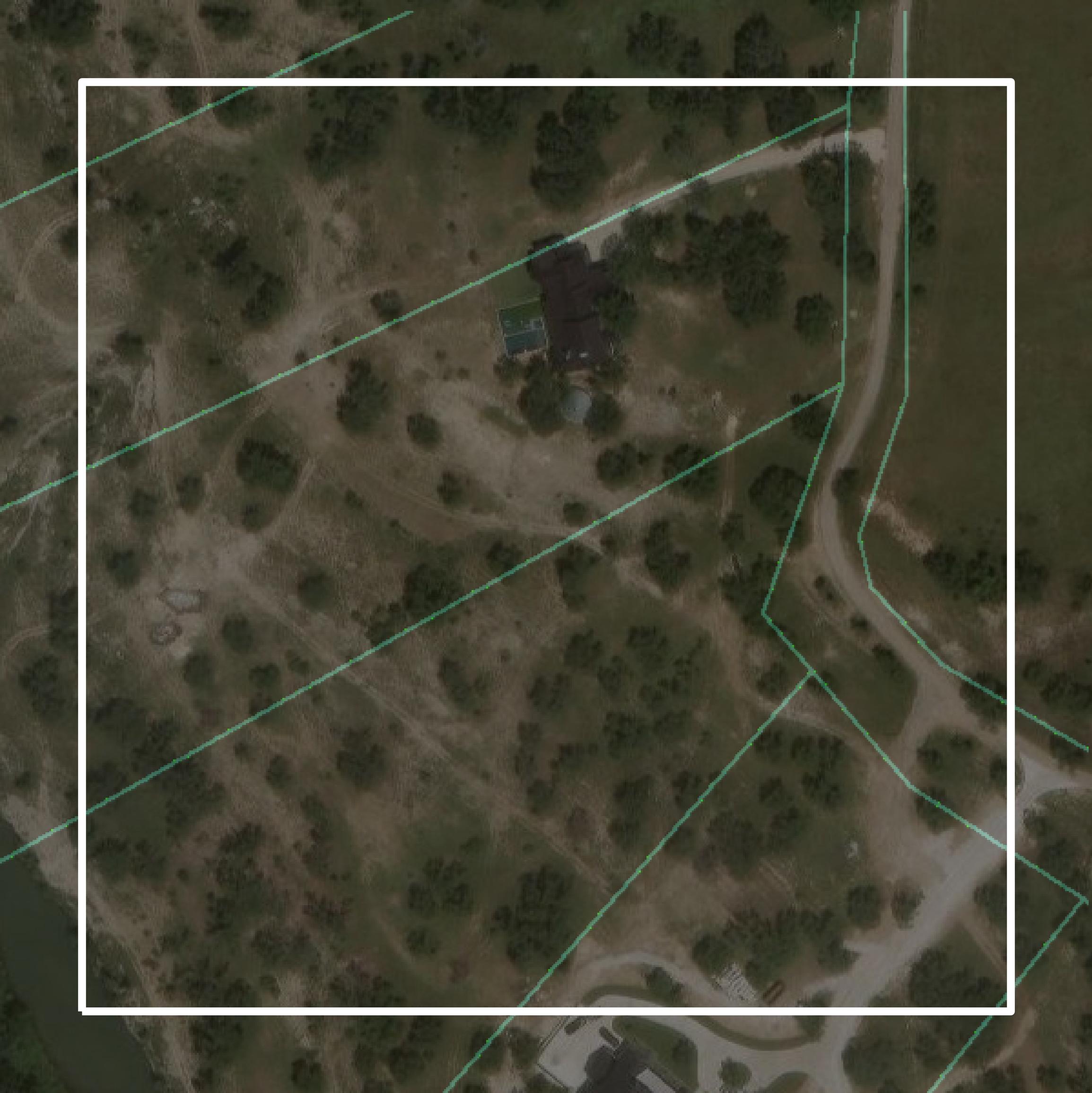 This image shows parcel and building data in Blanco County created using GIS data in Equator.