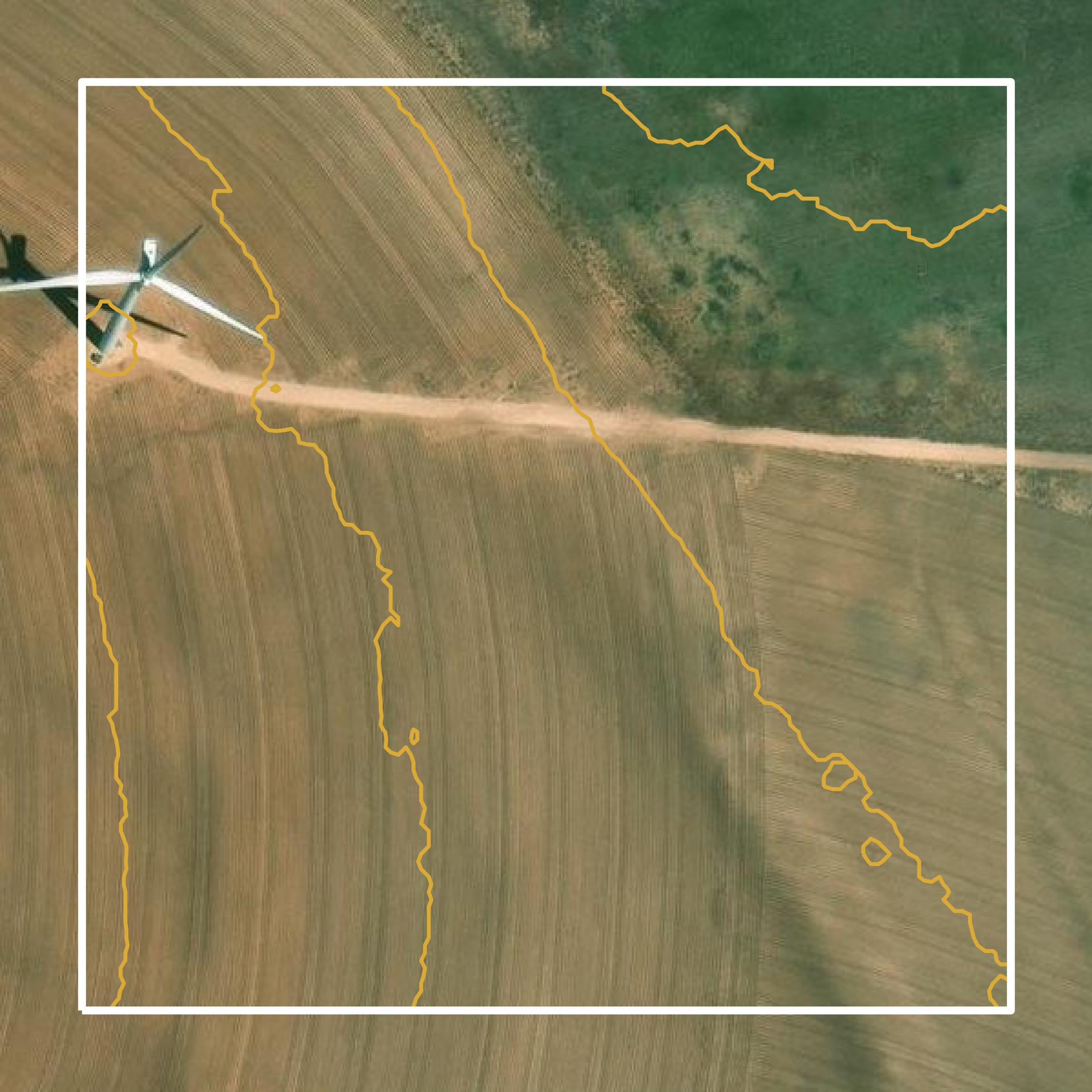 This image shows a contour map in Borden County created using GIS data in Equator.