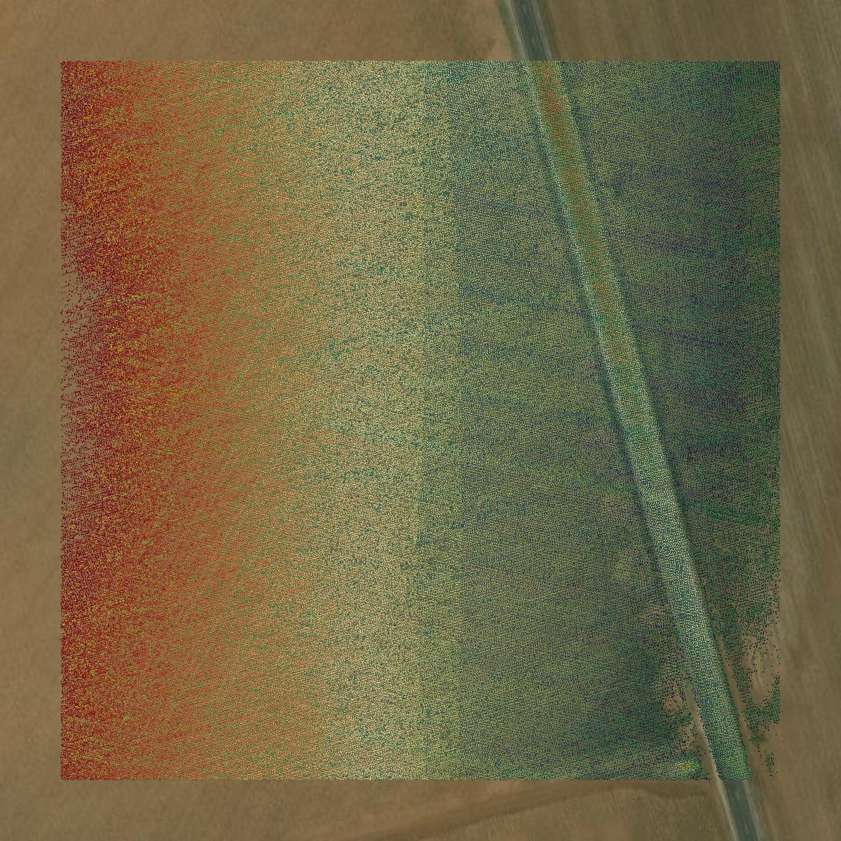 This image shows a LiDAR point cloud in Borden County created using GIS data in Equator.