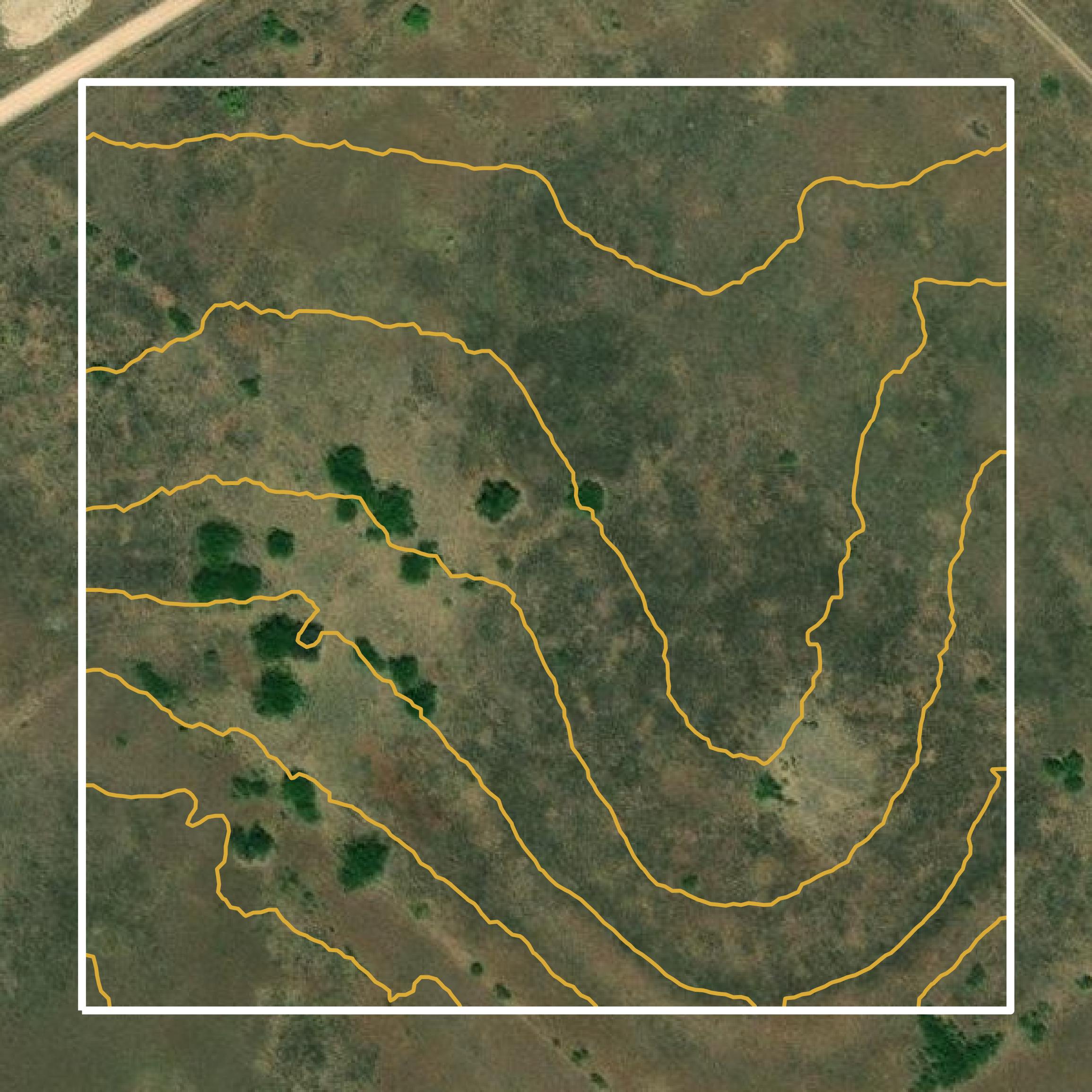 This image shows a contour map in Bosque County created using GIS data in Equator.