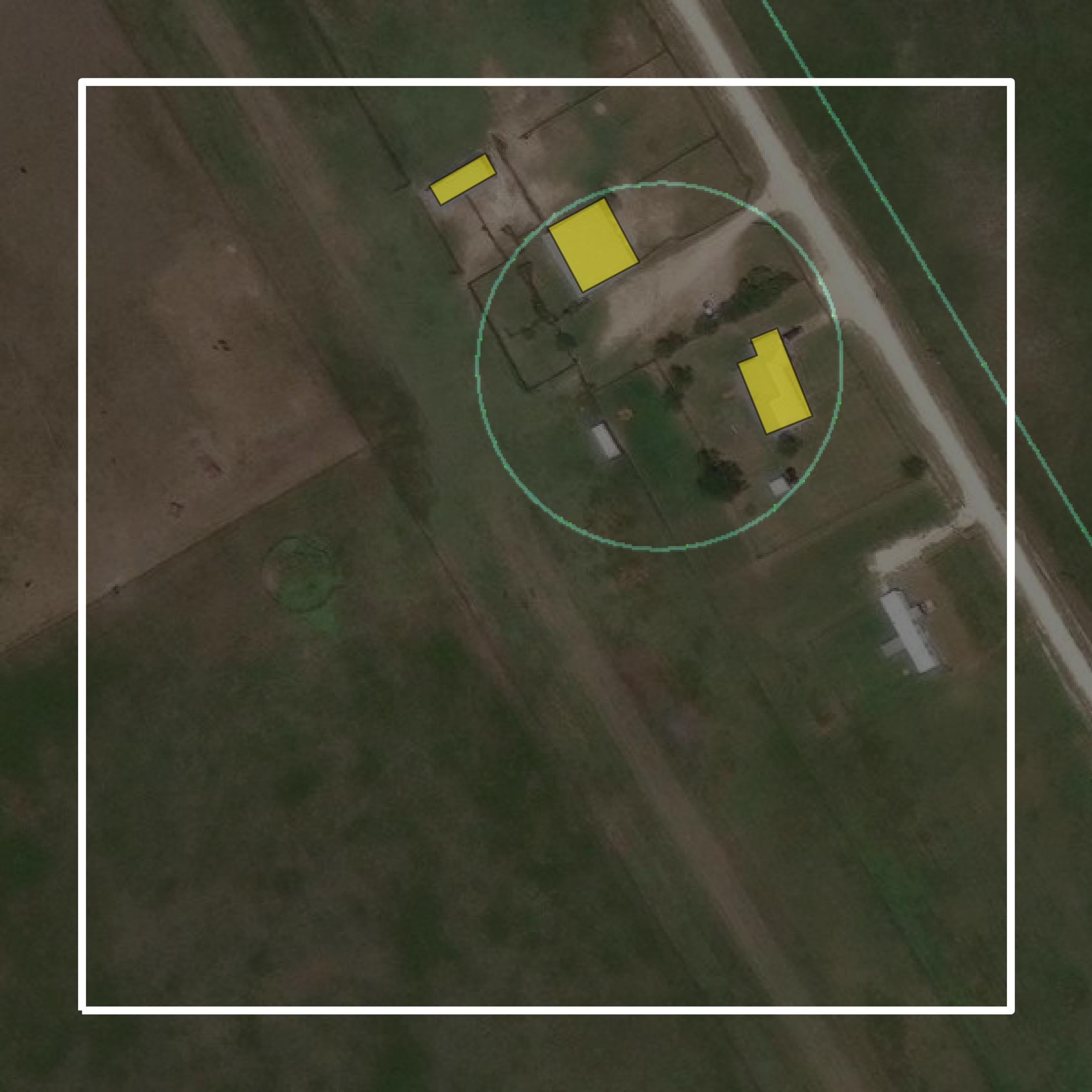 This image shows parcel and building data in Bosque County created using GIS data in Equator.